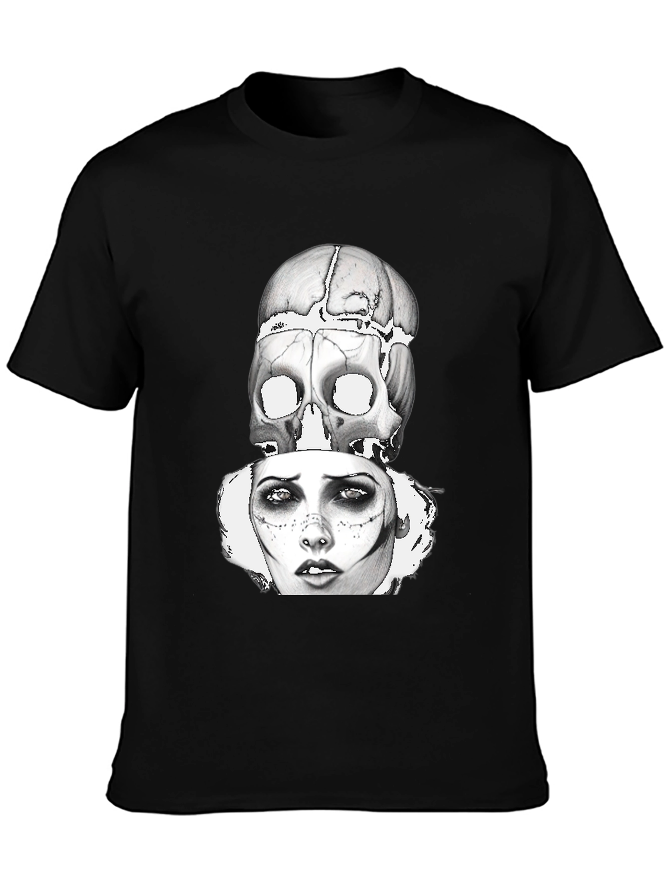 Skull & Woman Graphic Print T-Shirt