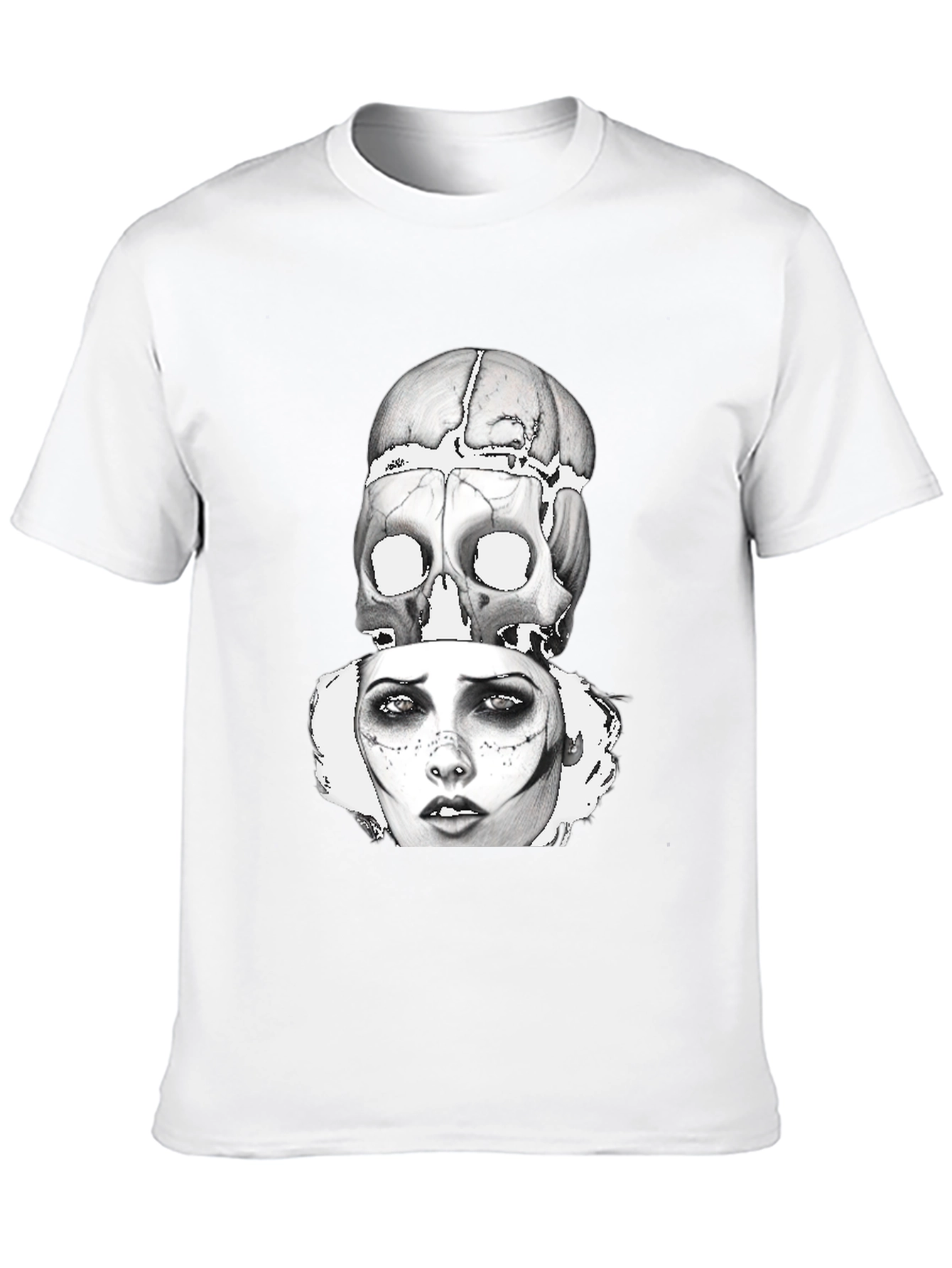 Skull & Woman Graphic Print T-Shirt