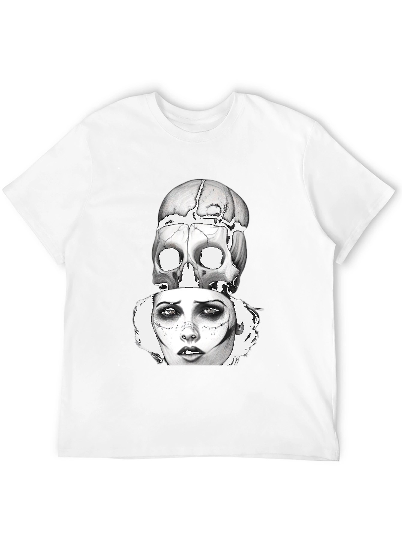 Skull & Woman Graphic Print T-Shirt