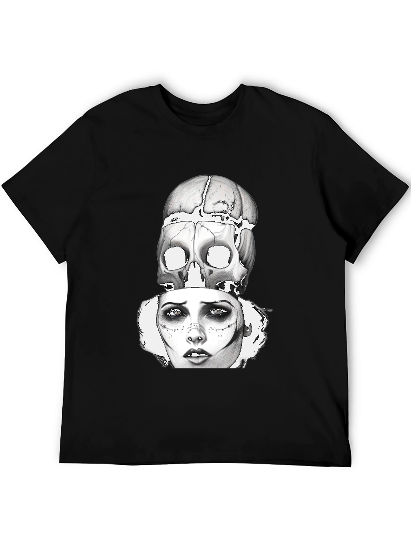 Skull & Woman Graphic Print T-Shirt