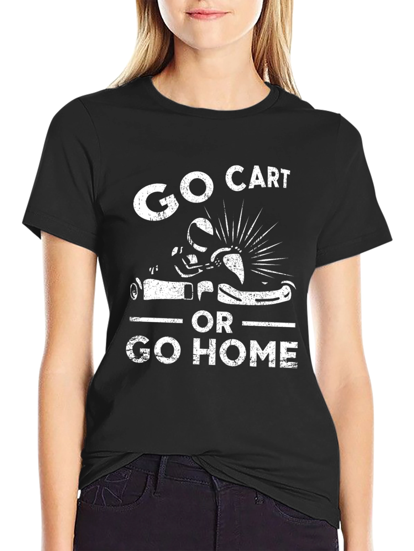 Go Cart Or Go Home Black Graphic Tee
