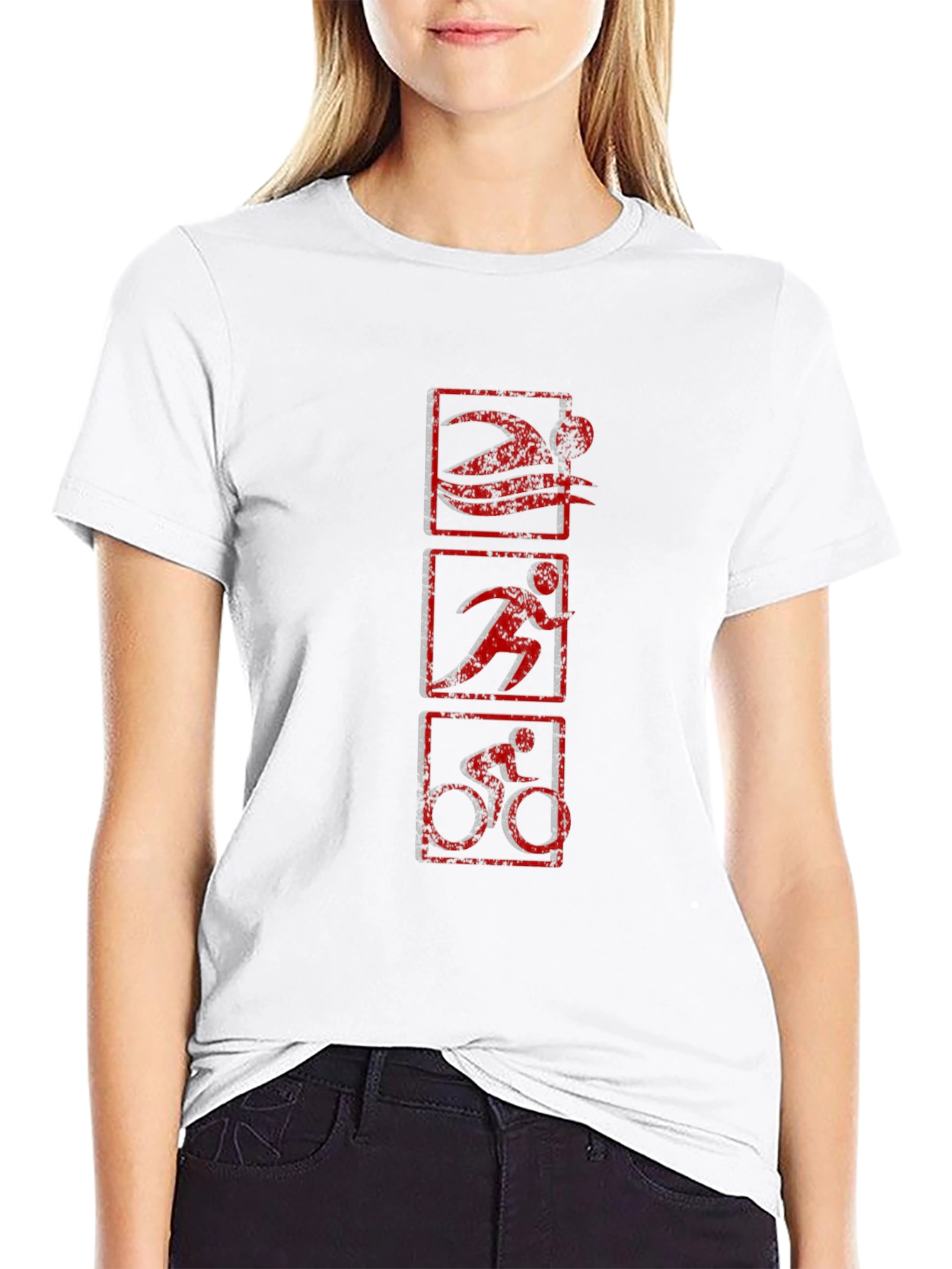 Triathlon Graphic Print T-Shirt - Black