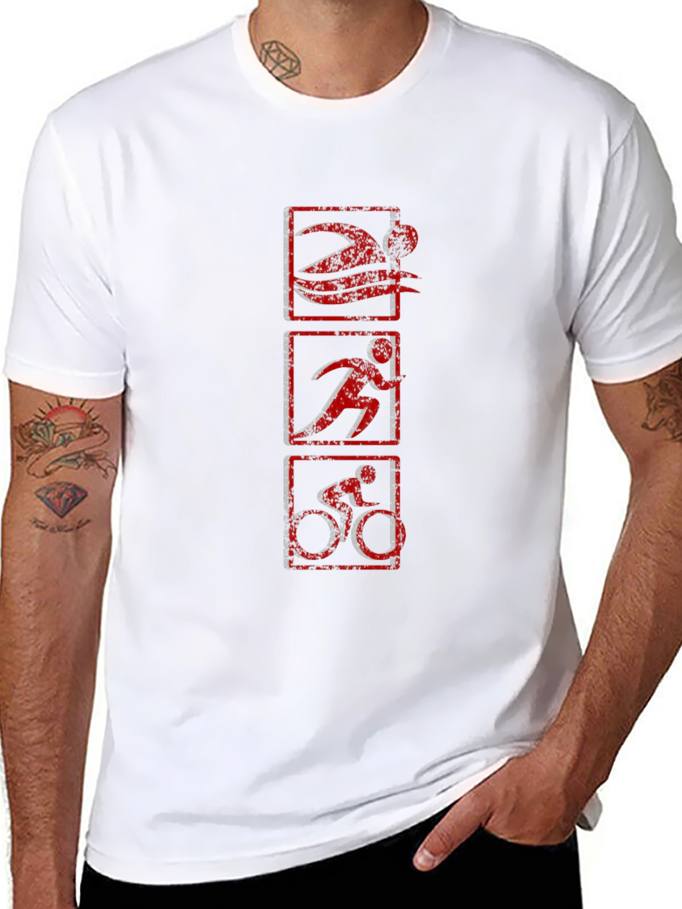 Triathlon Graphic Print T-Shirt - Black