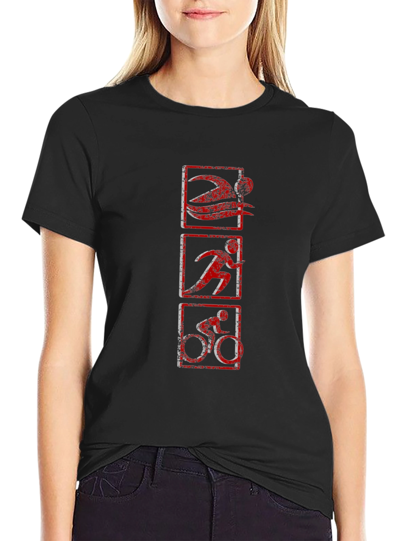 Triathlon Graphic Print T-Shirt - Black