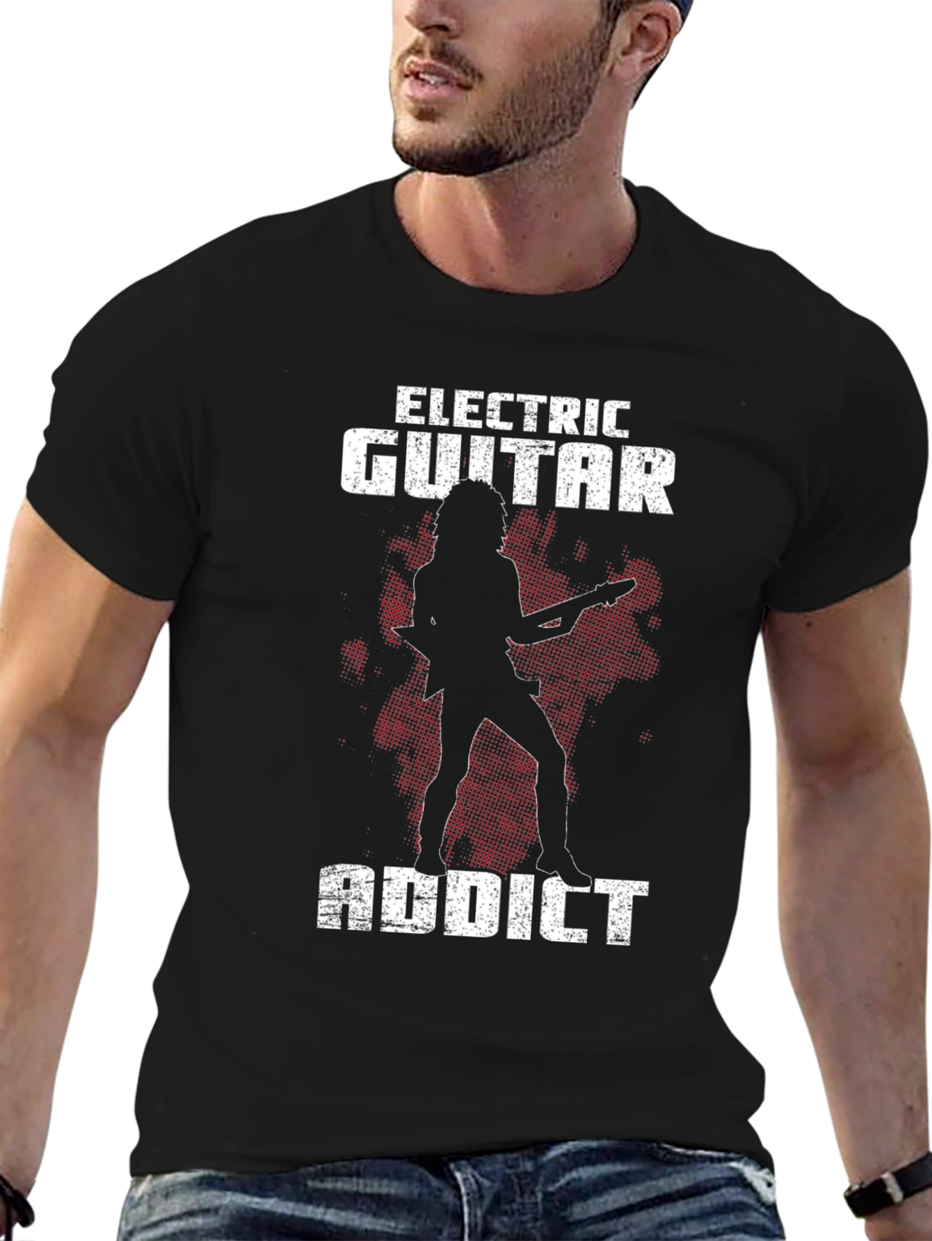 Electric Guitar Addict Black T-Shirt