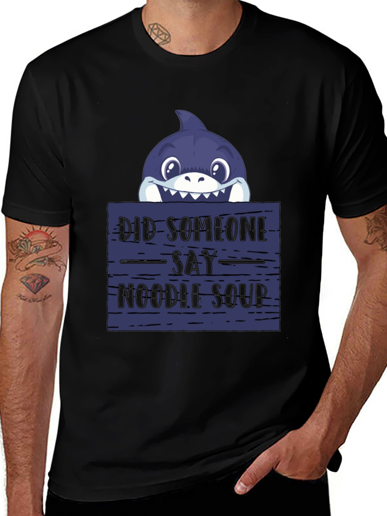 Noodle Soup Shark T-Shirt - Funny Graphic Tee
