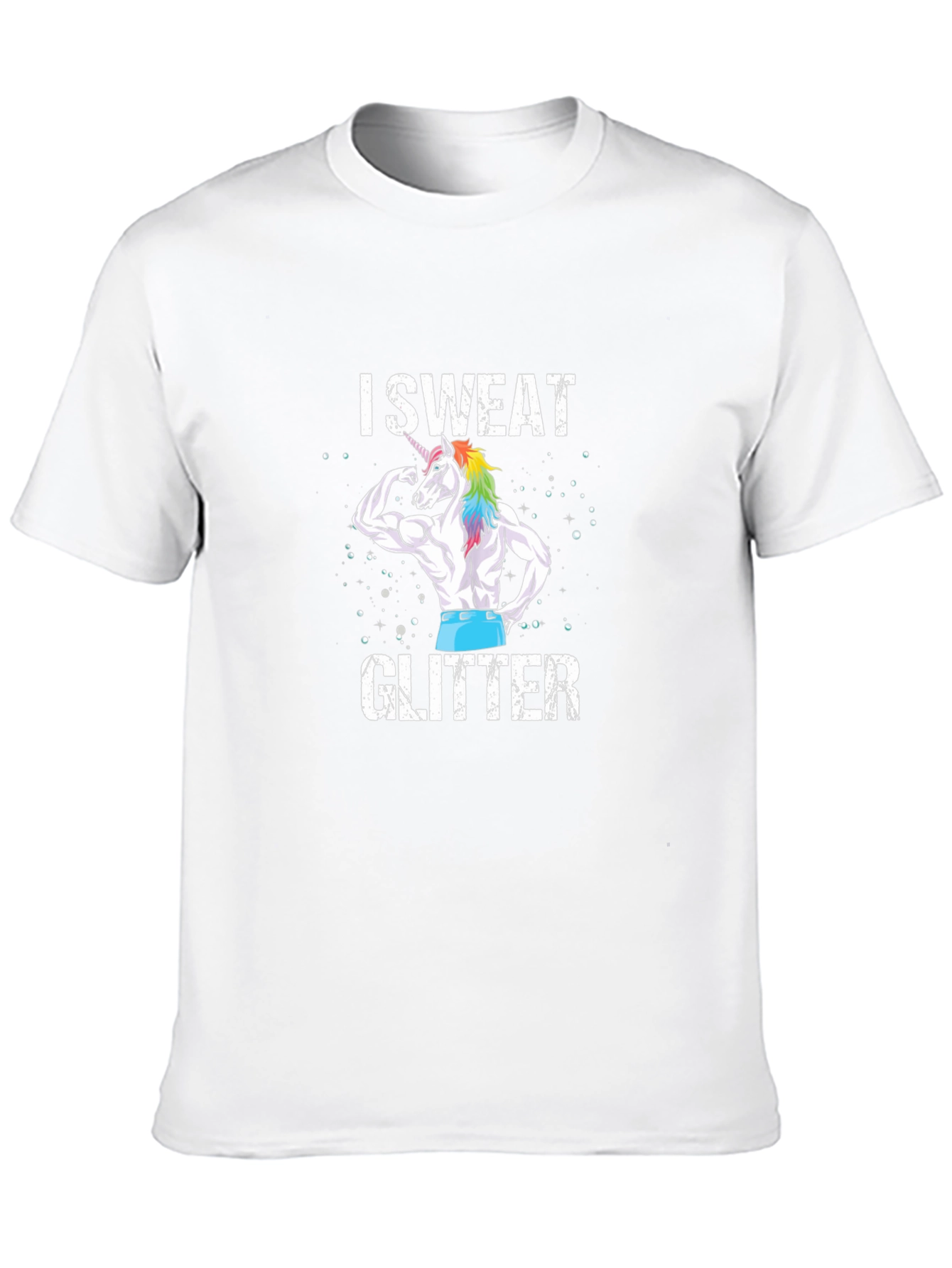 I Sweat Glitter Unicorn Graphic T-Shirt