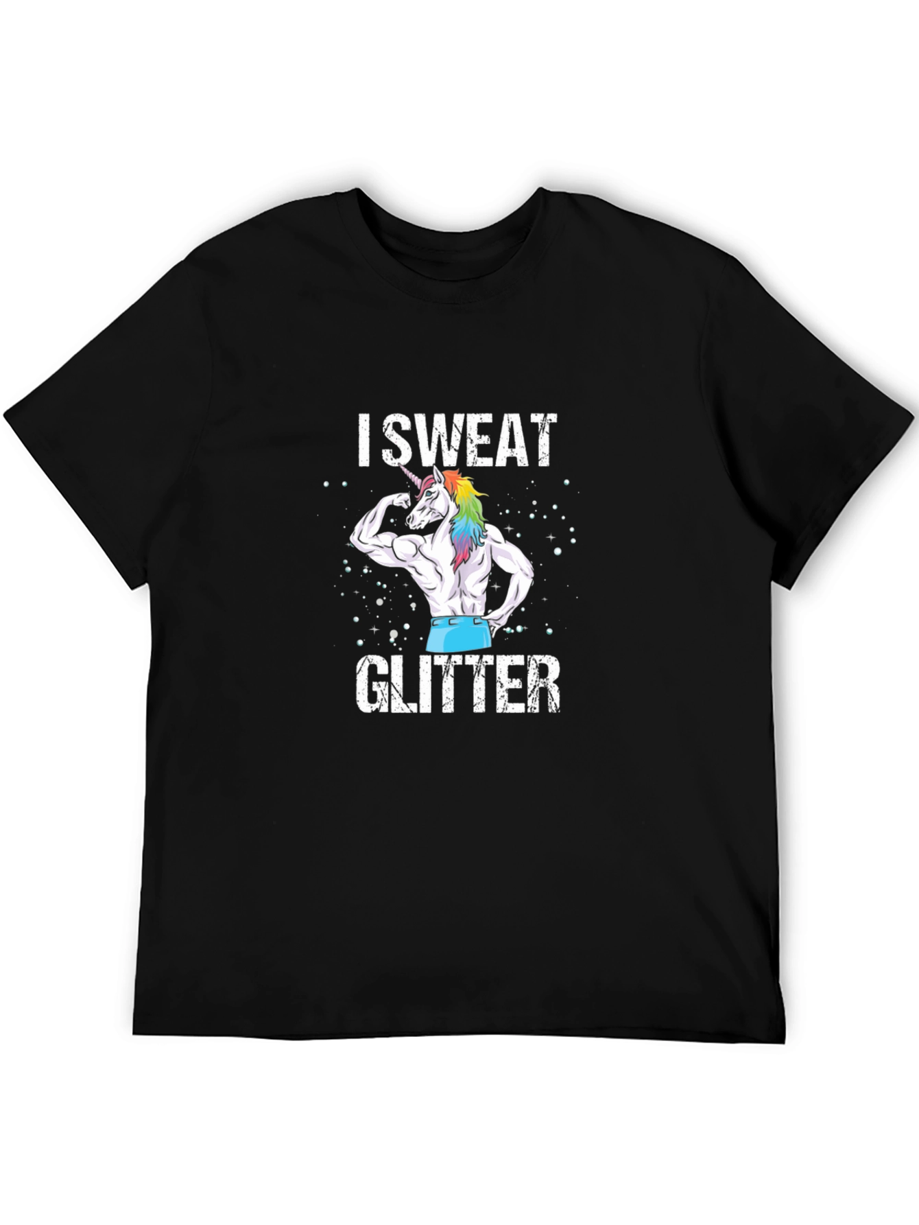 I Sweat Glitter Unicorn Graphic T-Shirt