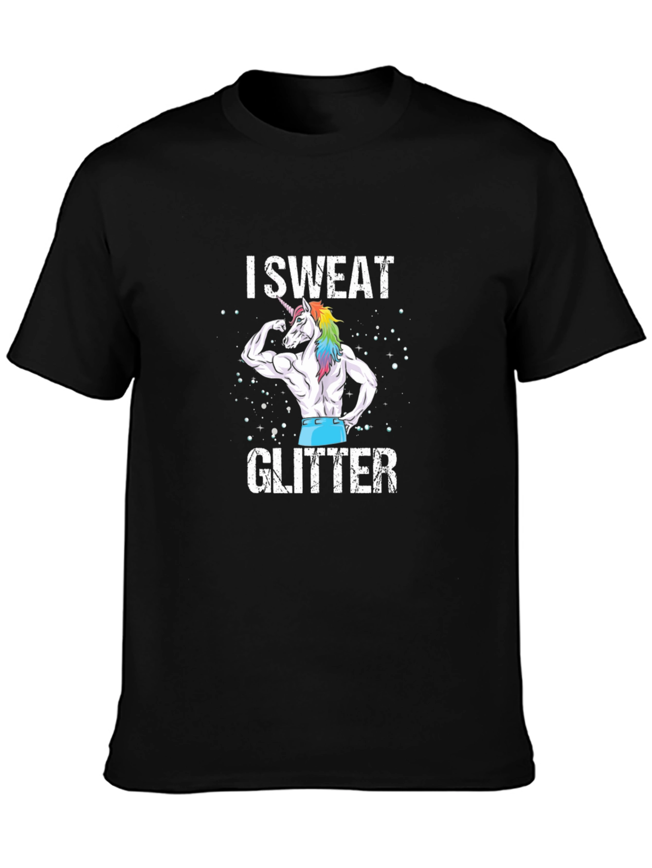 I Sweat Glitter Unicorn Graphic T-Shirt