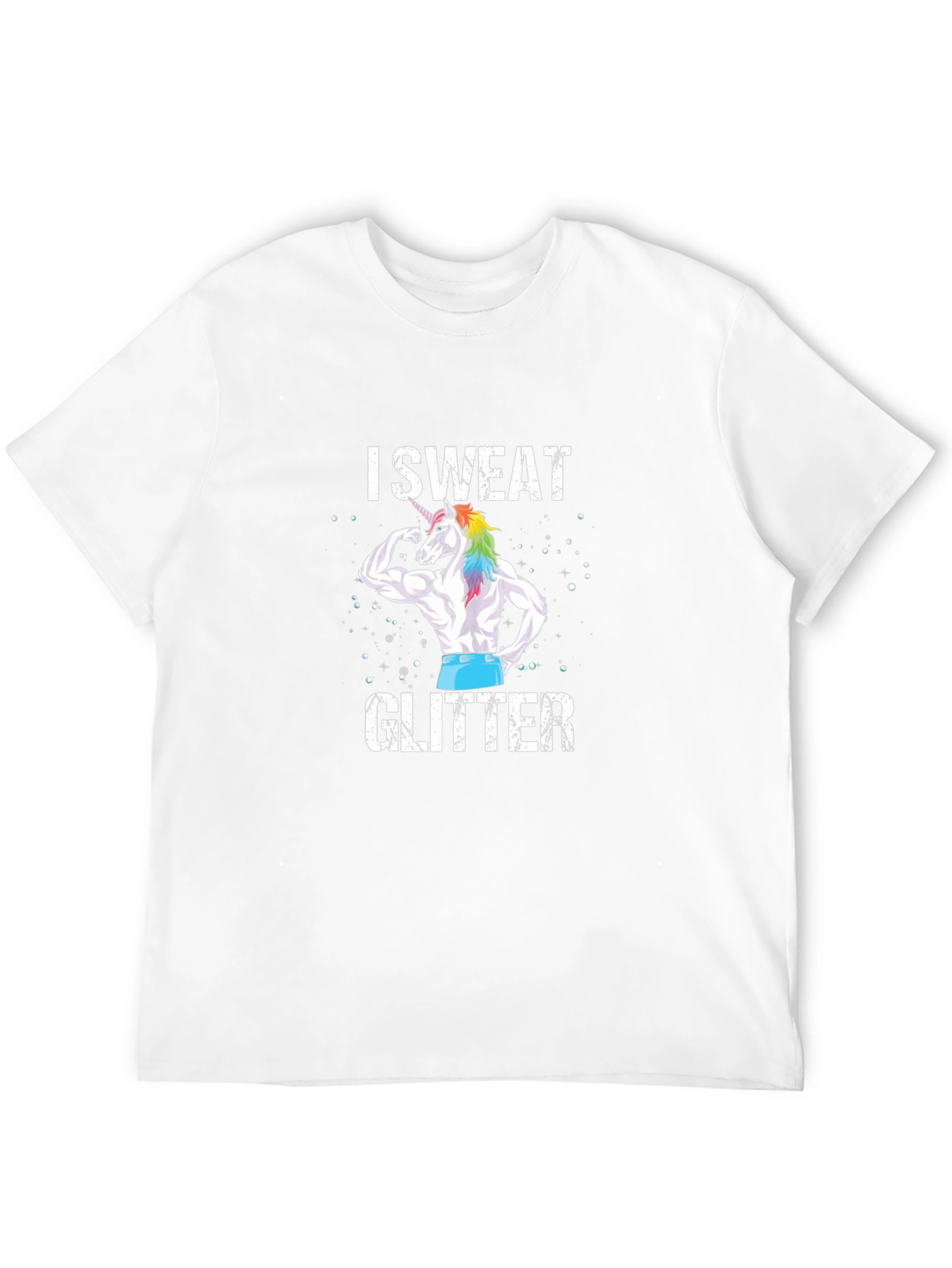I Sweat Glitter Unicorn Graphic T-Shirt