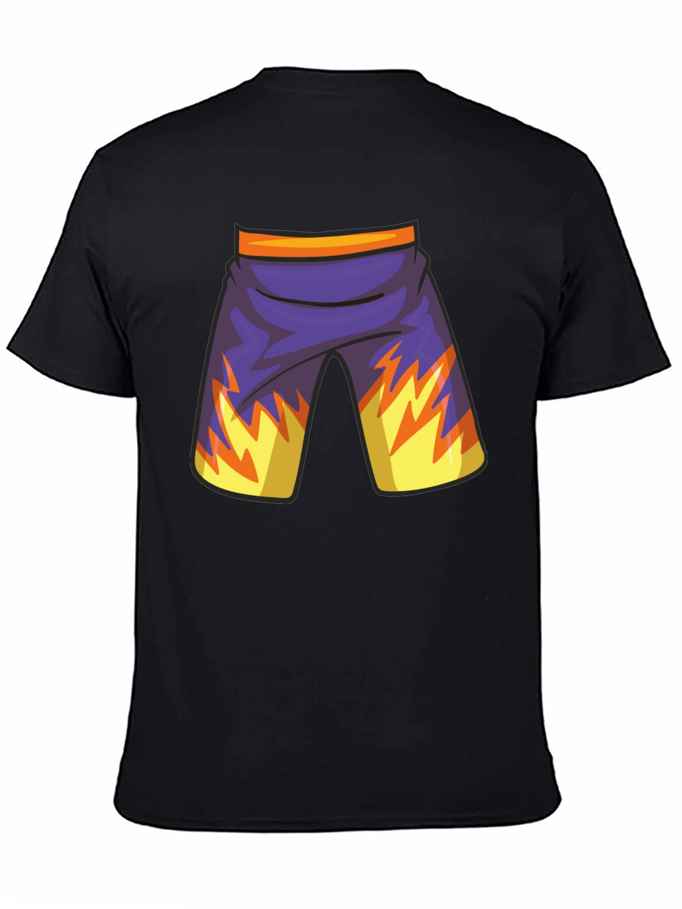Cartoon Shorts Graphic Black Tee