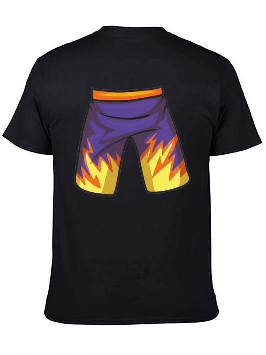 Cartoon Shorts Graphic Black Tee