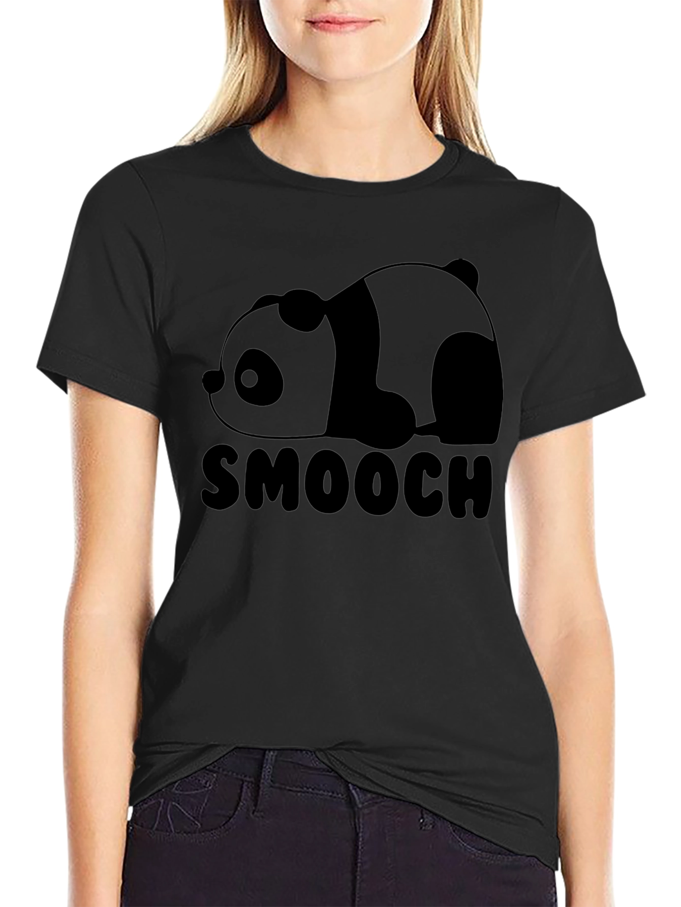 Smooch Panda Black Graphic Tee