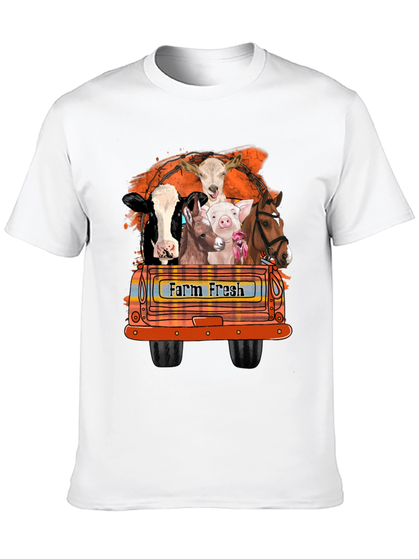 Farm Fresh Animals Truck Graphic T-Shirt