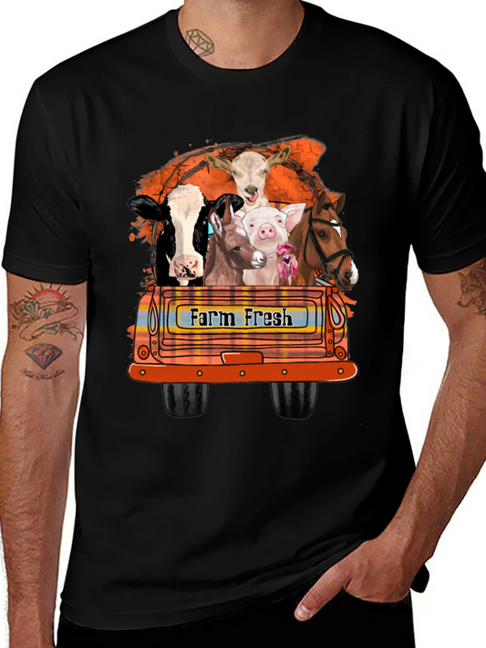 Farm Fresh Animals Truck Graphic T-Shirt