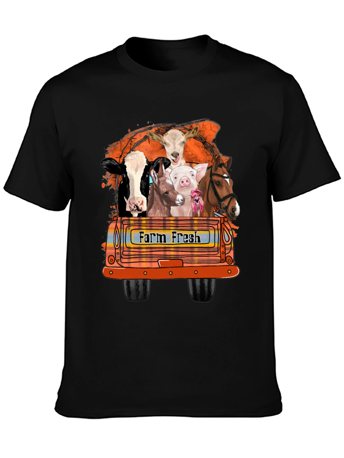 Farm Fresh Animals Truck Graphic T-Shirt