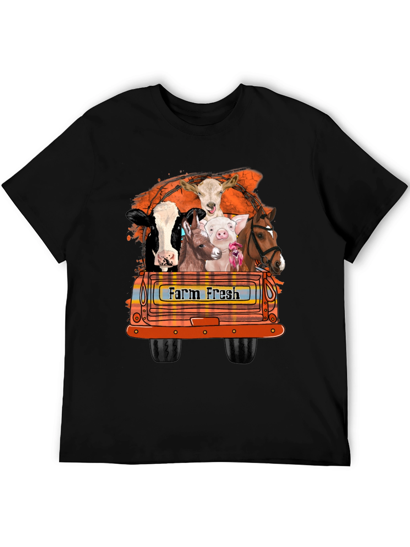 Farm Fresh Animals Truck Graphic T-Shirt