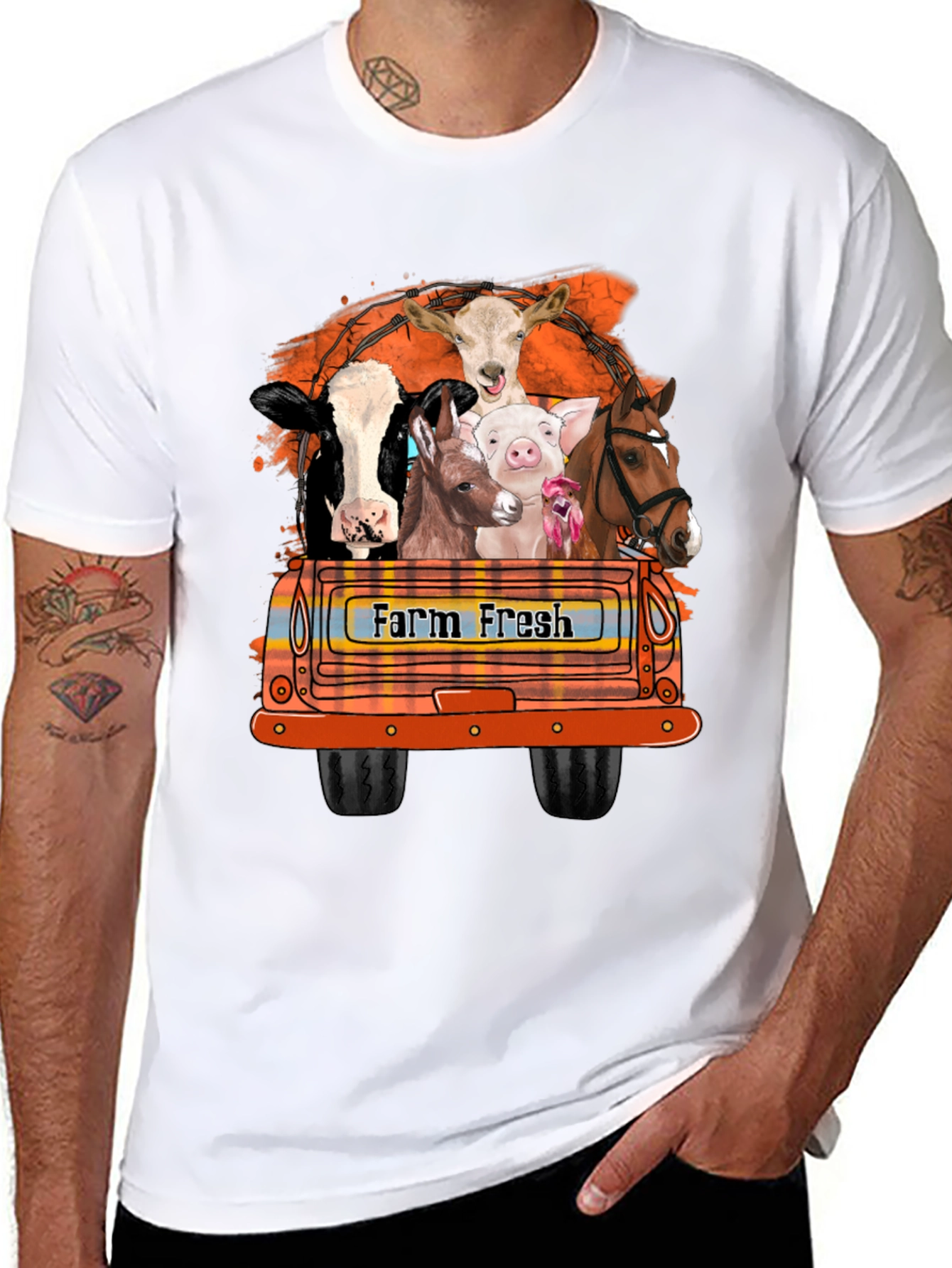 Farm Fresh Animals Truck Graphic T-Shirt