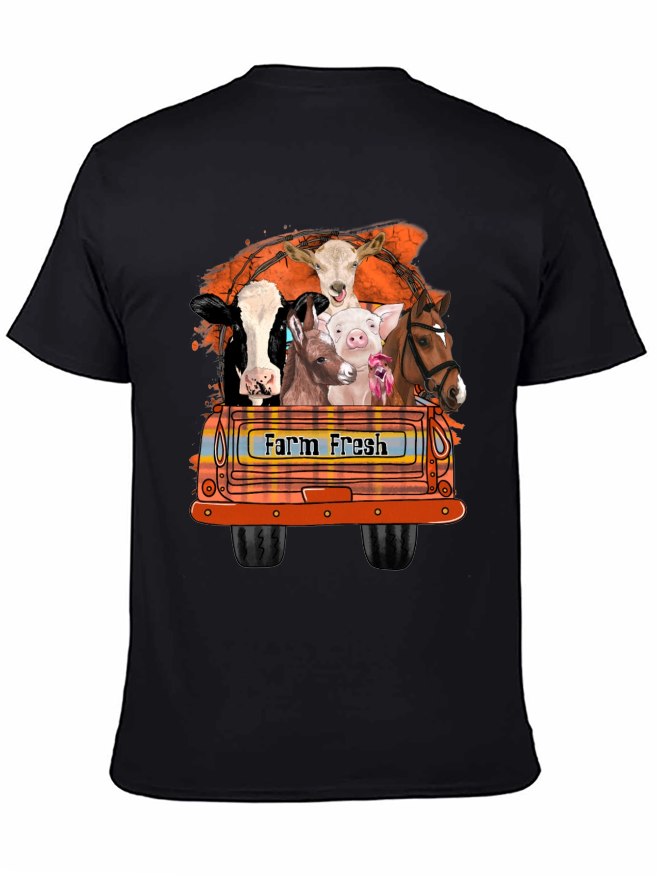 Farm Fresh Animals Truck Graphic T-Shirt