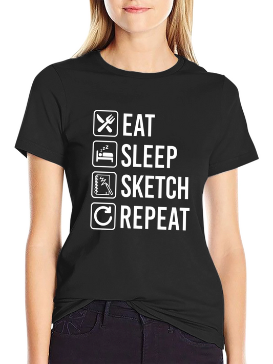 Eat Sleep Sketch Repeat Graphic T-Shirt
