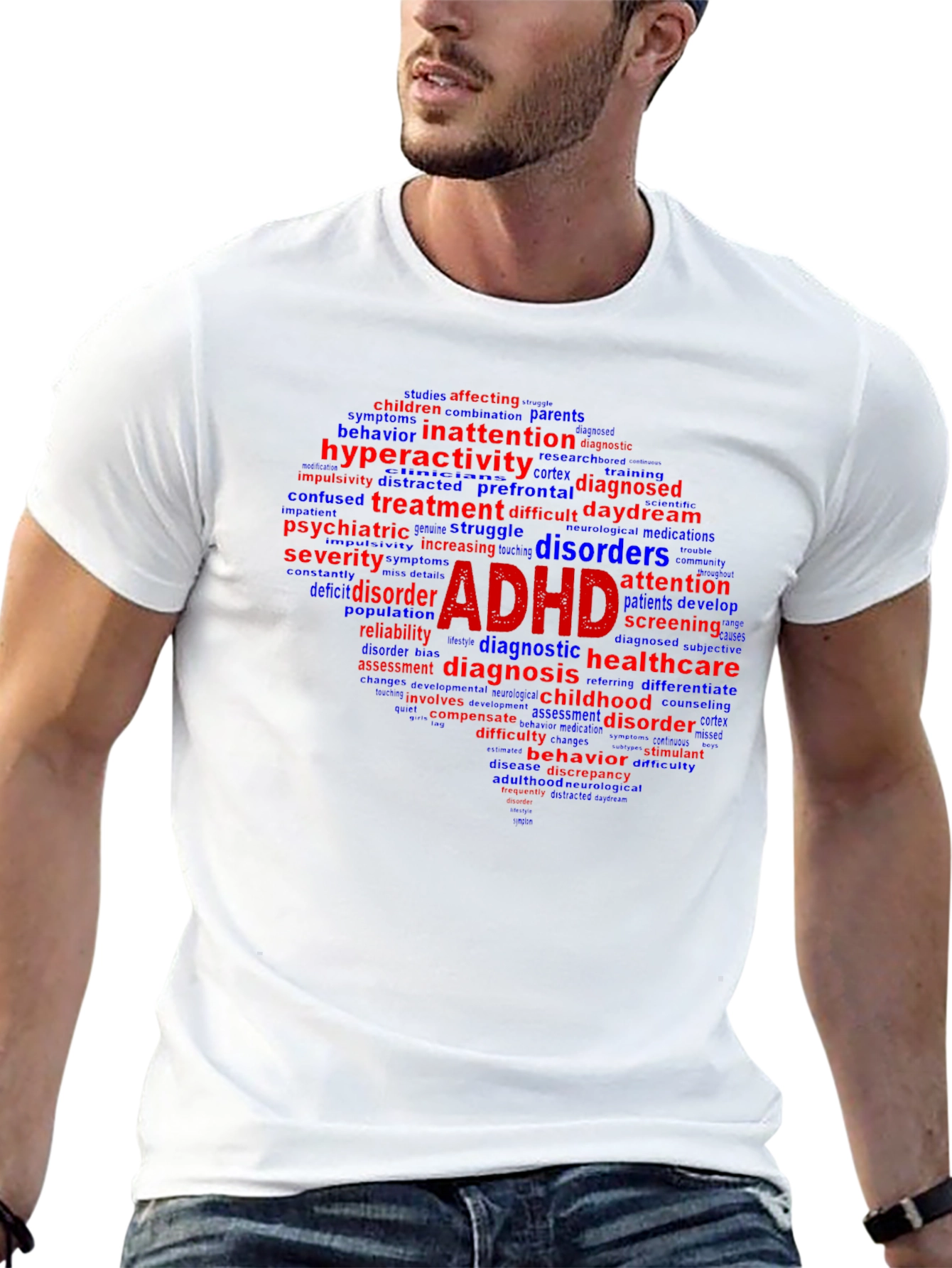 ADHD Awareness T-Shirt - Word Cloud Design