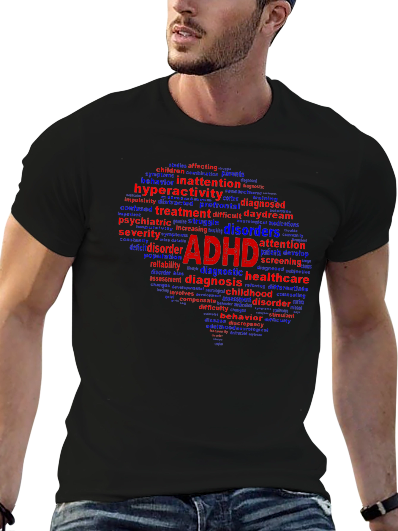 ADHD Awareness T-Shirt - Word Cloud Design