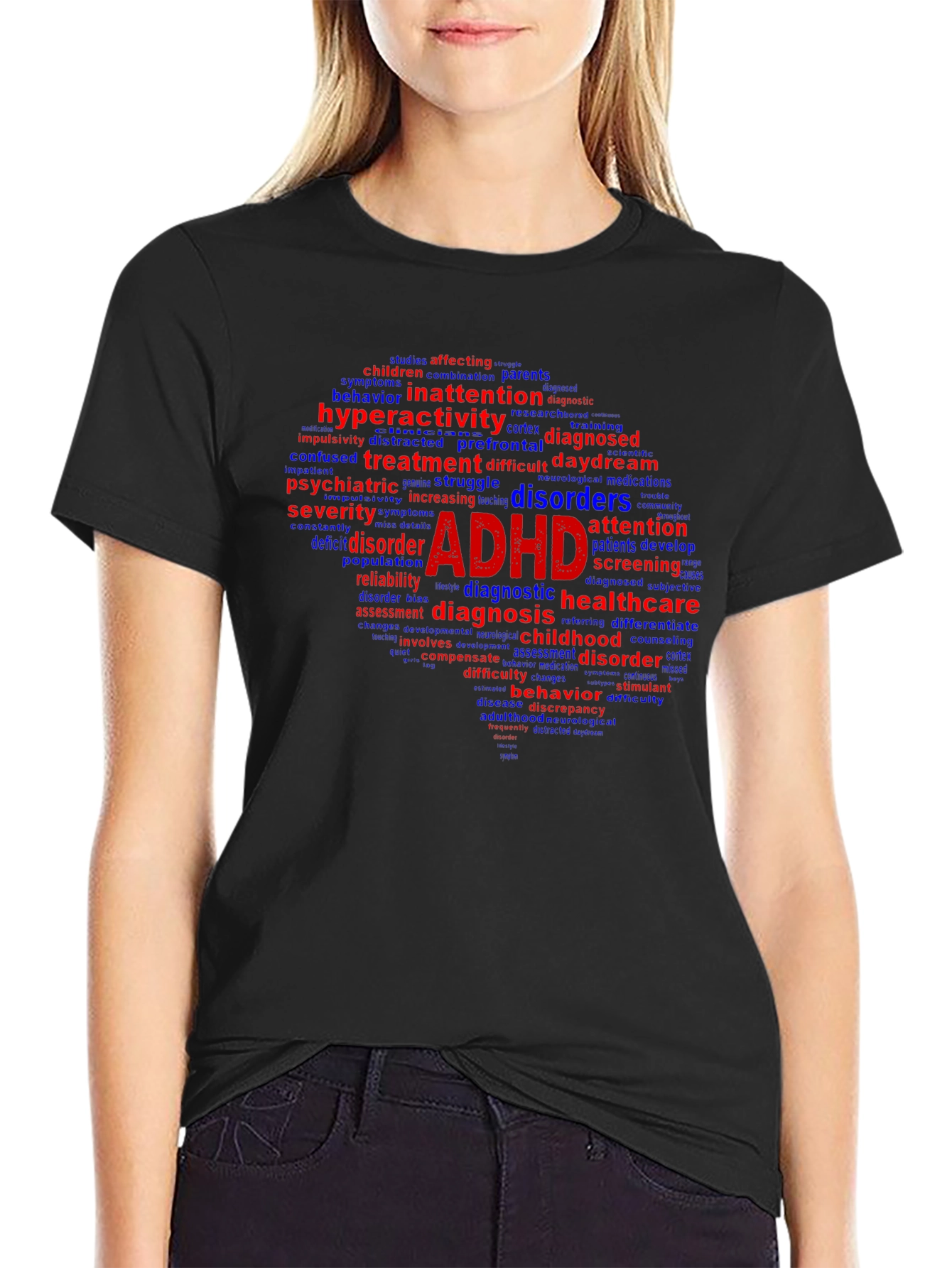 ADHD Awareness T-Shirt - Word Cloud Design