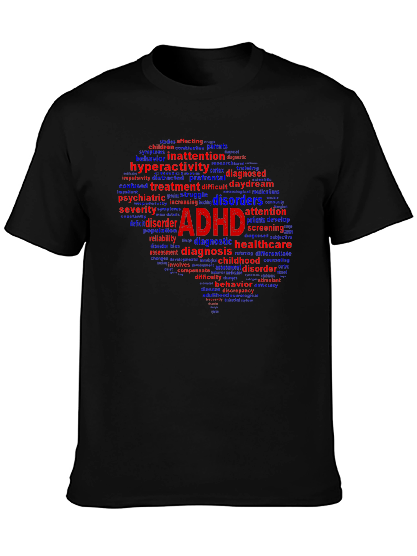 ADHD Awareness T-Shirt - Word Cloud Design