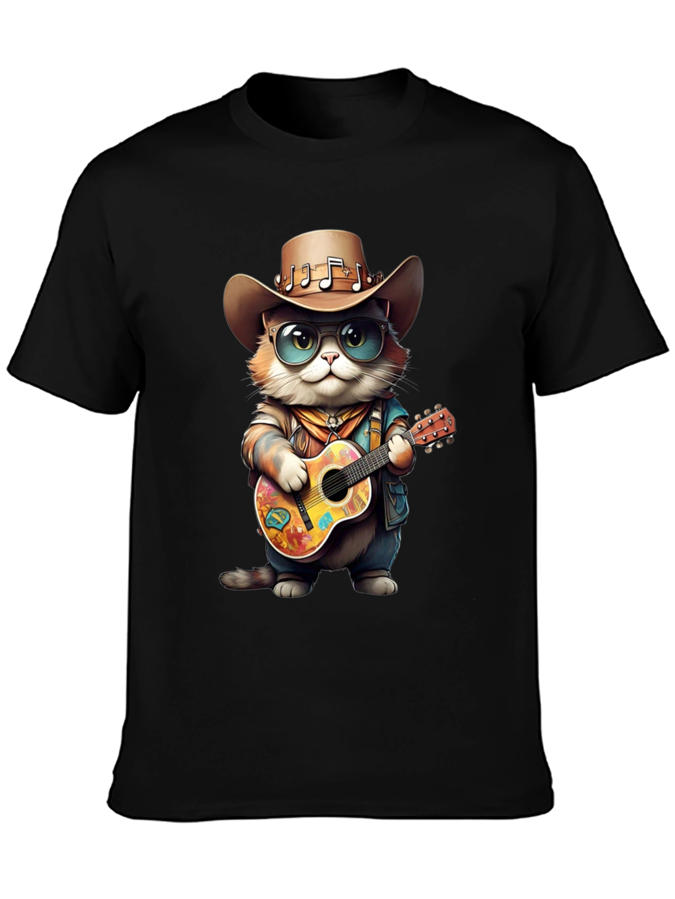 Cool Cat Guitarist Graphic Tee