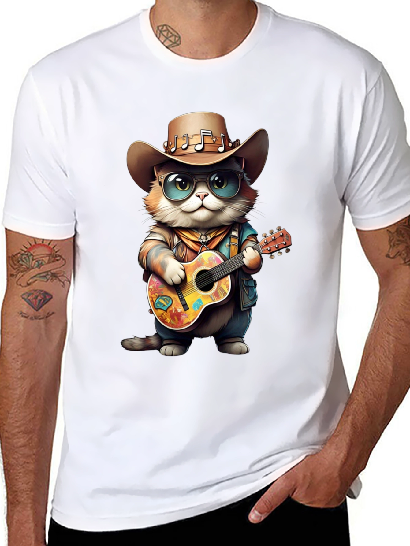 Cool Cat Guitarist Graphic Tee