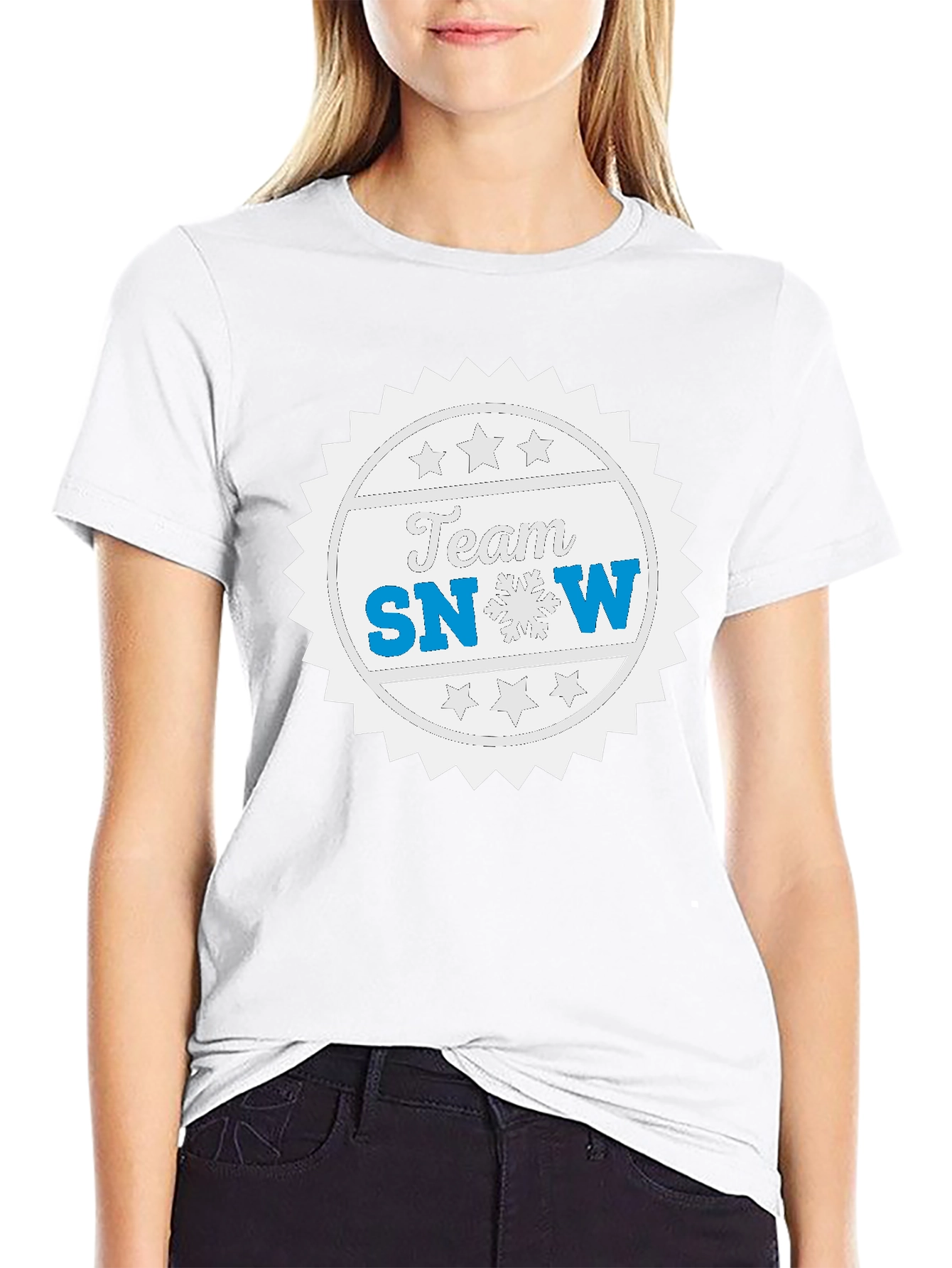 Team Snow Graphic T-Shirt - Black Crew Neck Tee