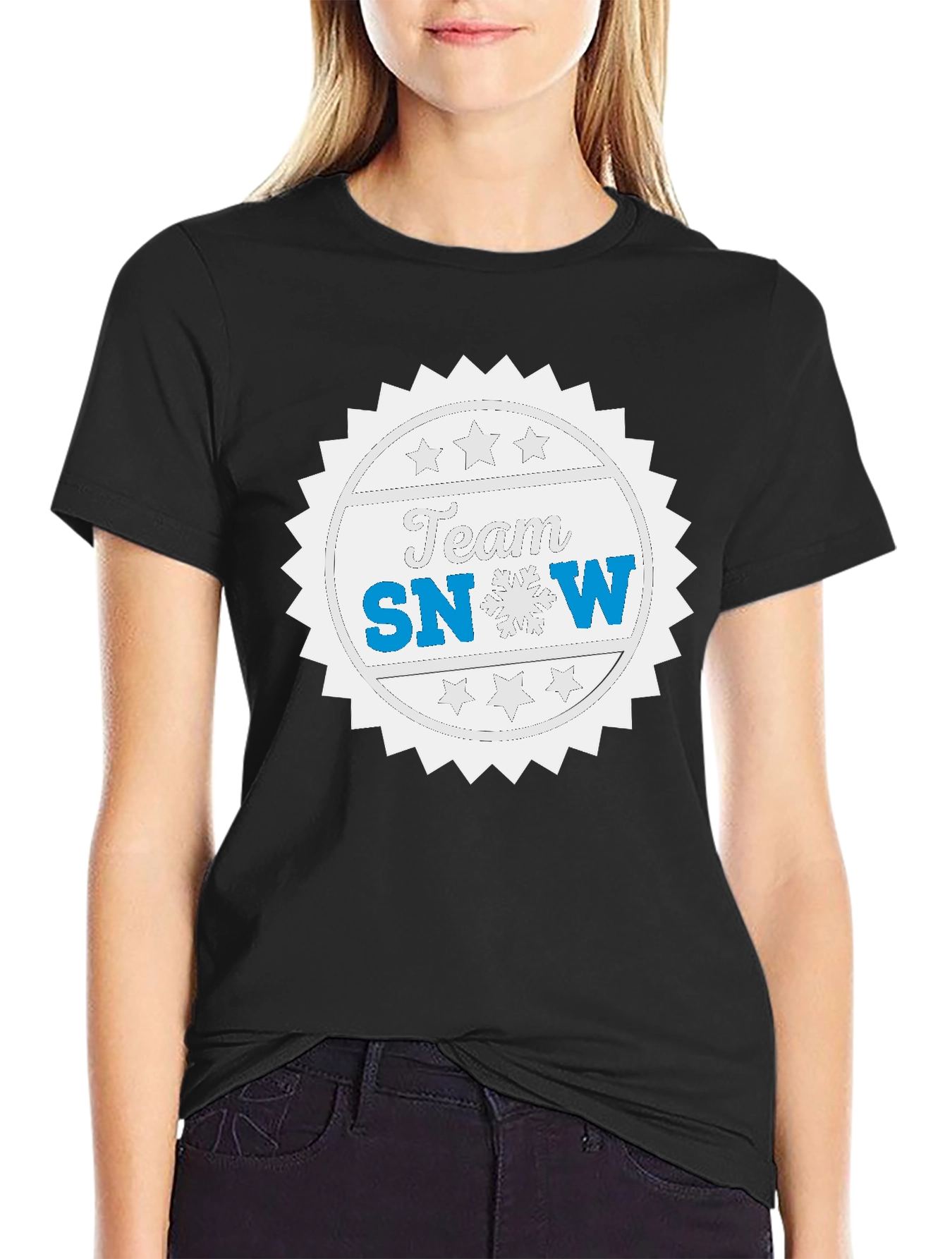 Team Snow Graphic T-Shirt - Black Crew Neck Tee