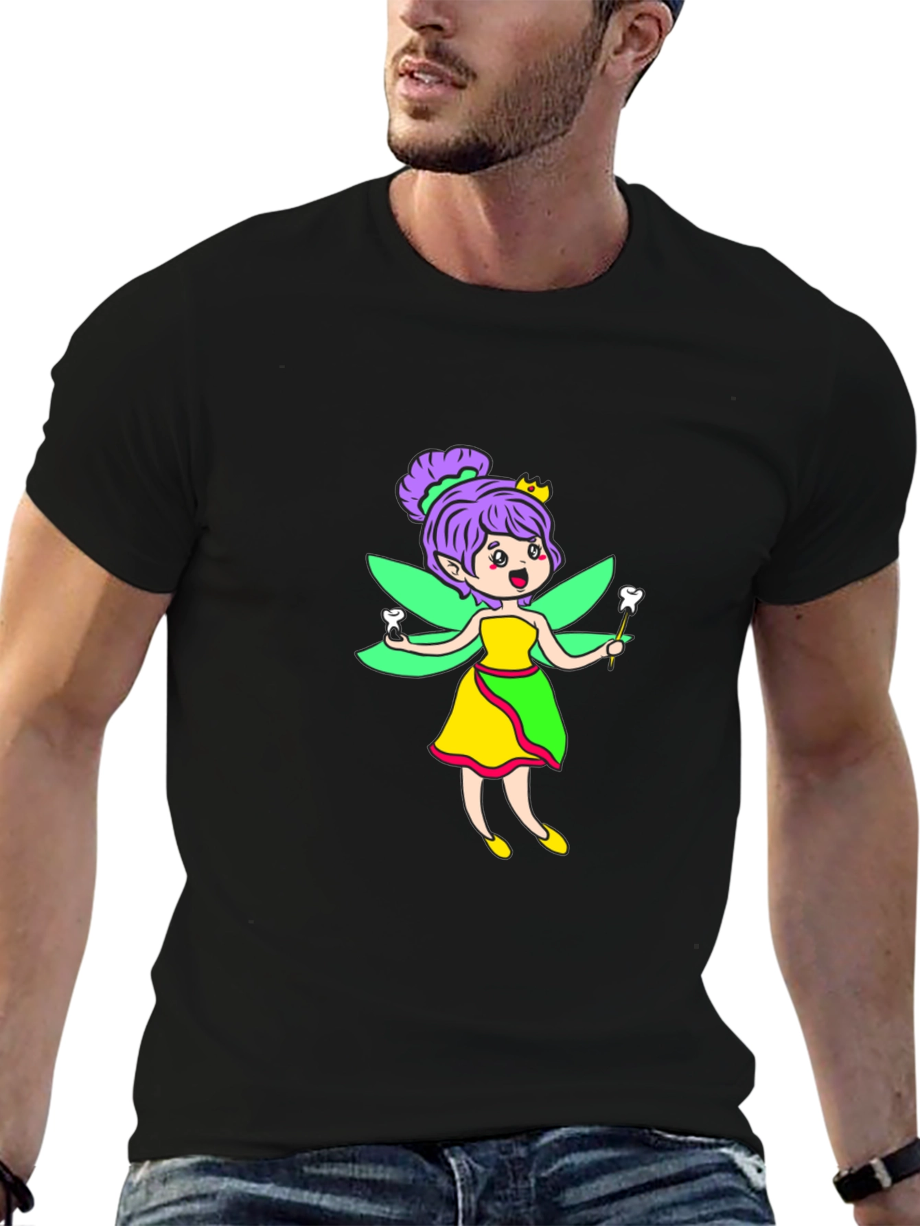 Tooth Fairy Graphic Tee - Black Cotton Shirt