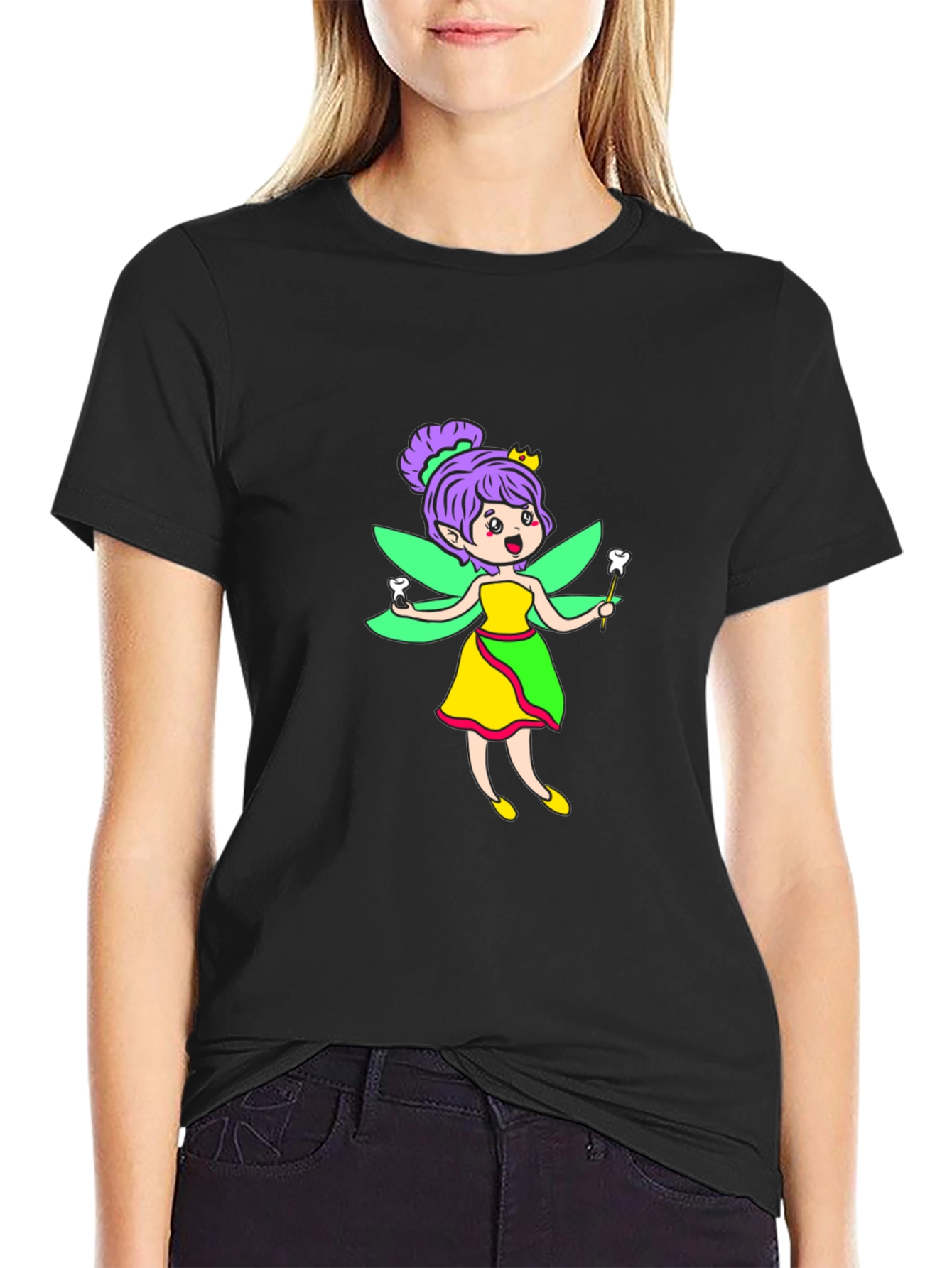 Tooth Fairy Graphic Tee - Black Cotton Shirt