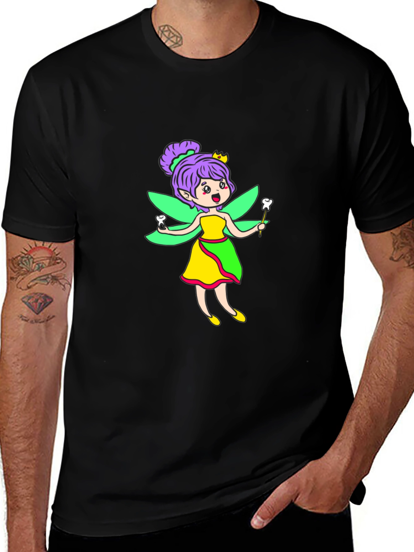 Tooth Fairy Graphic Tee - Black Cotton Shirt