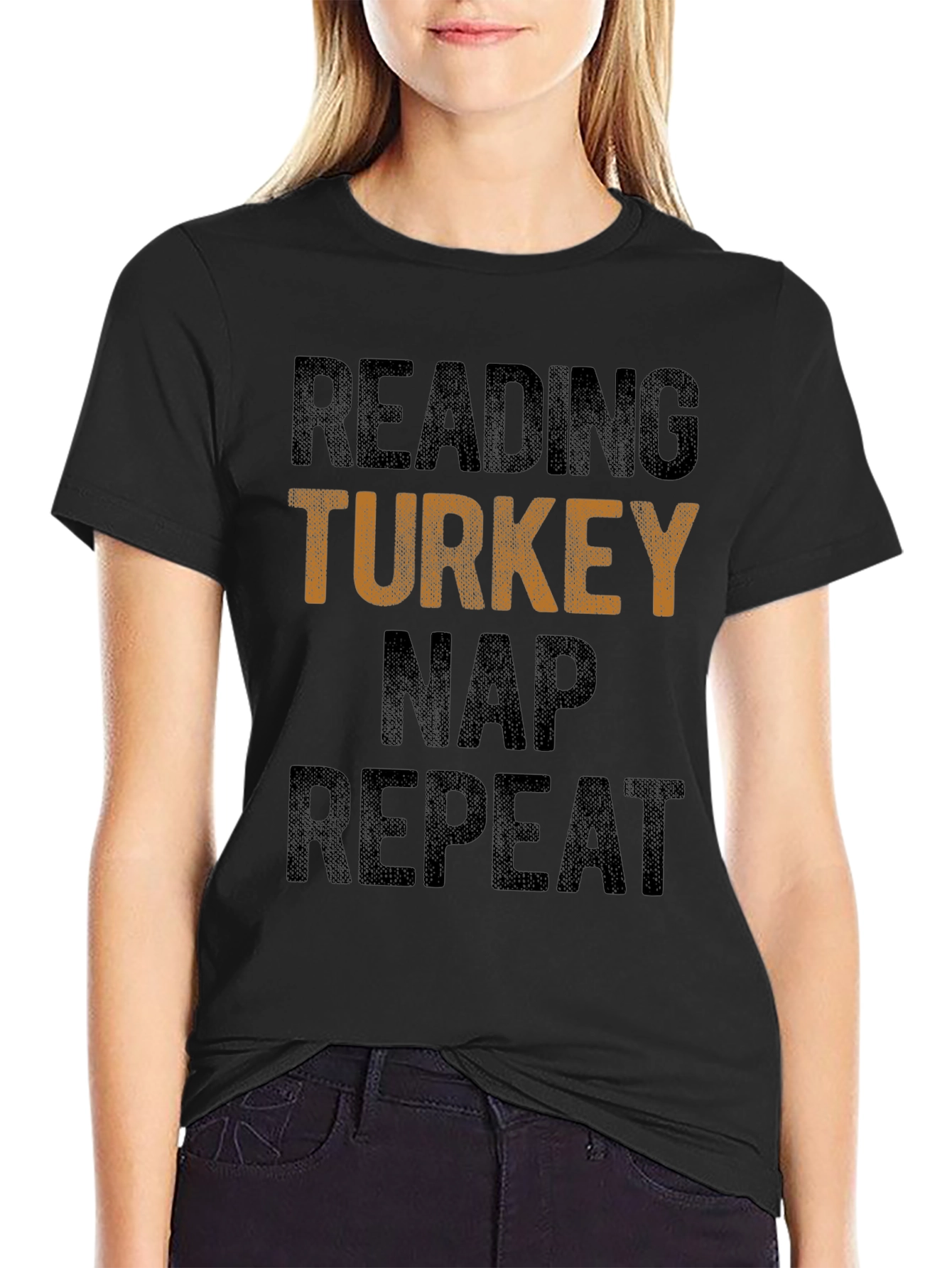 Reading Turkey Nap Repeat Black T-Shirt