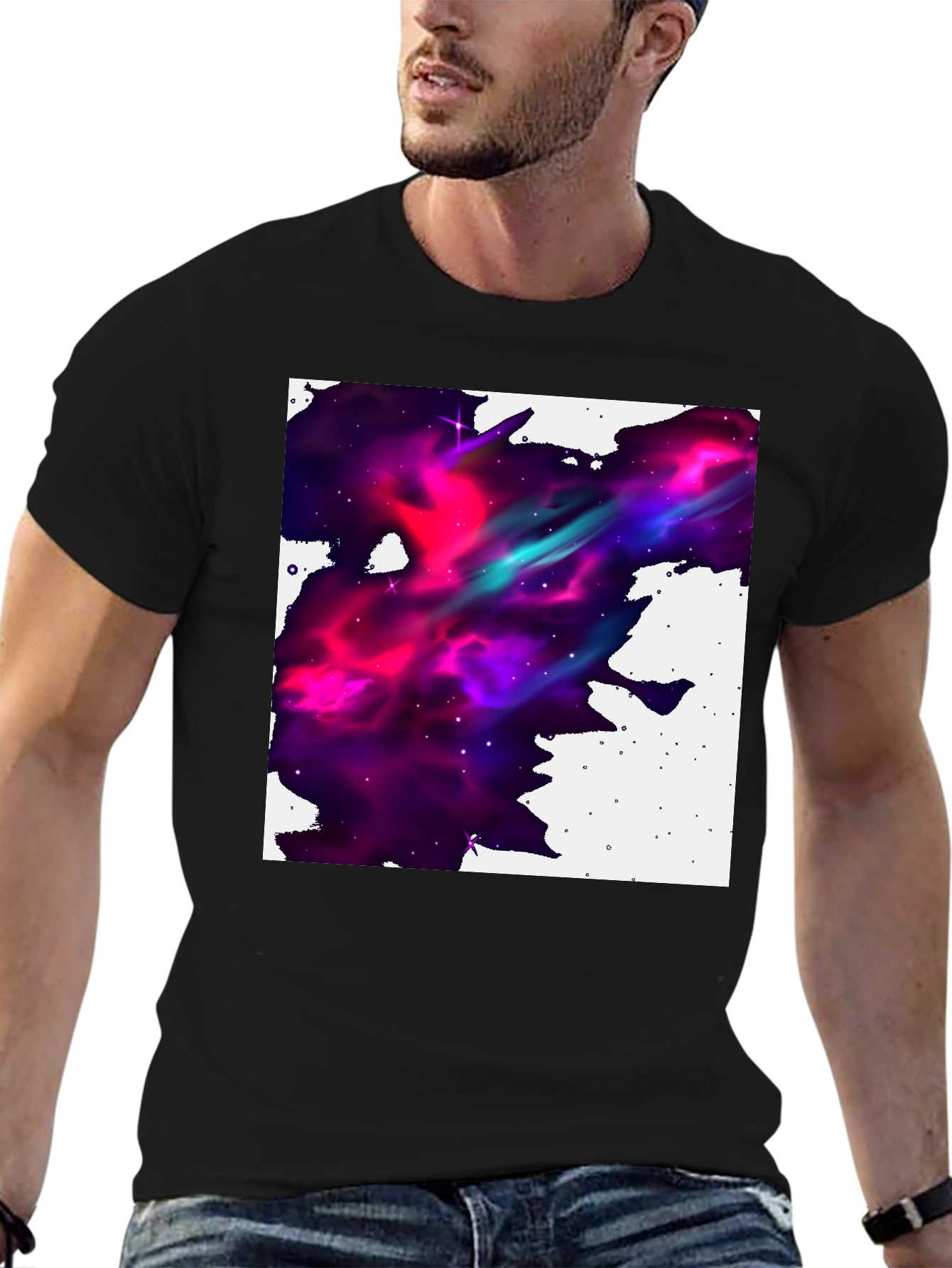 Nebula Print Black T-Shirt