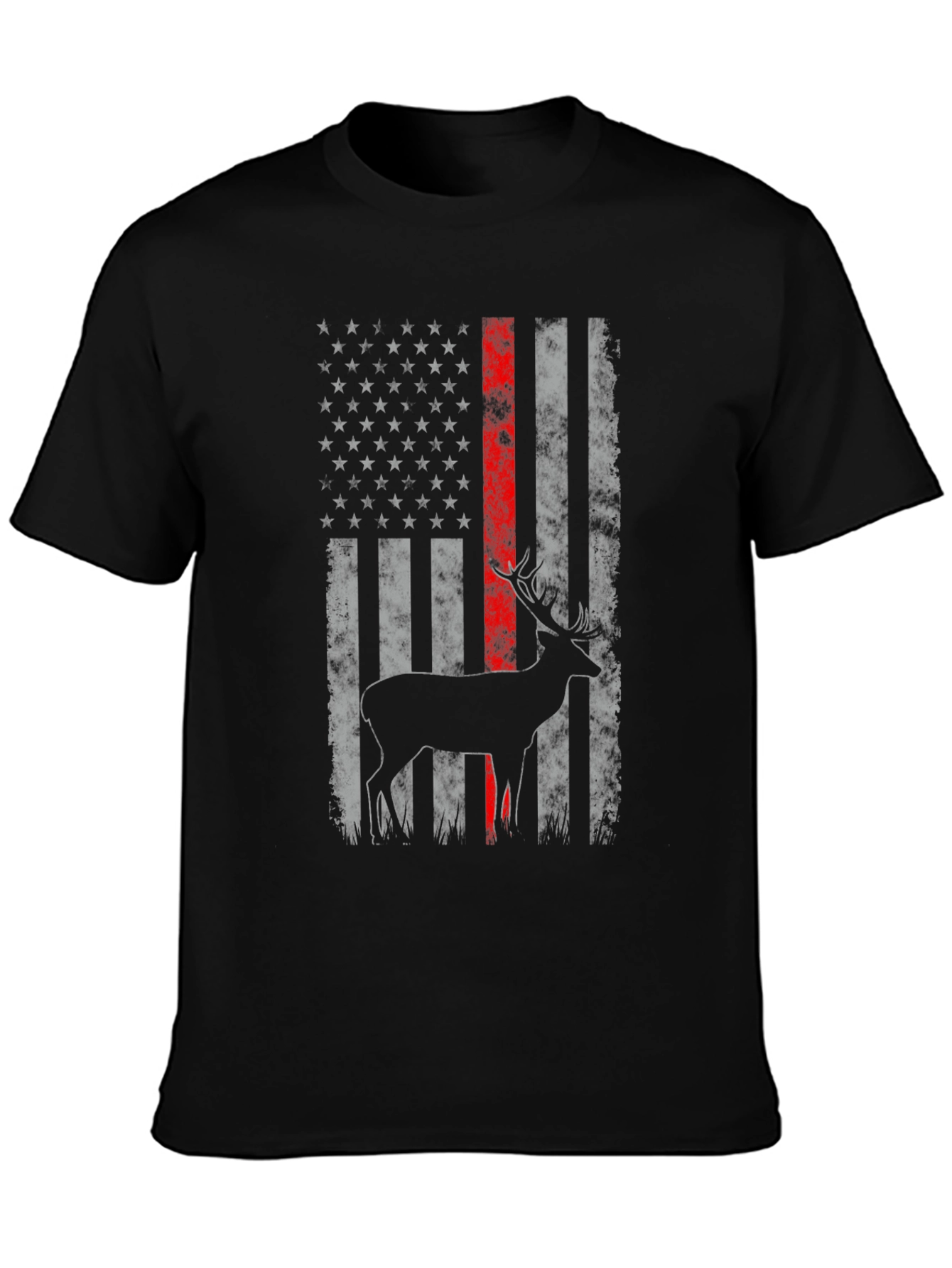 American Flag Deer Graphic Tee - Patriotic Style