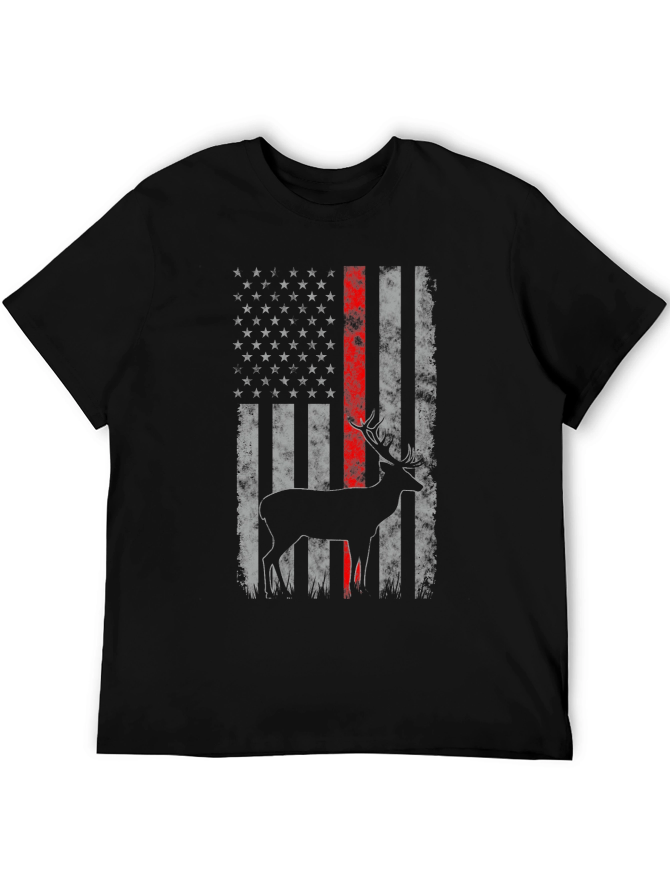 American Flag Deer Graphic Tee - Patriotic Style