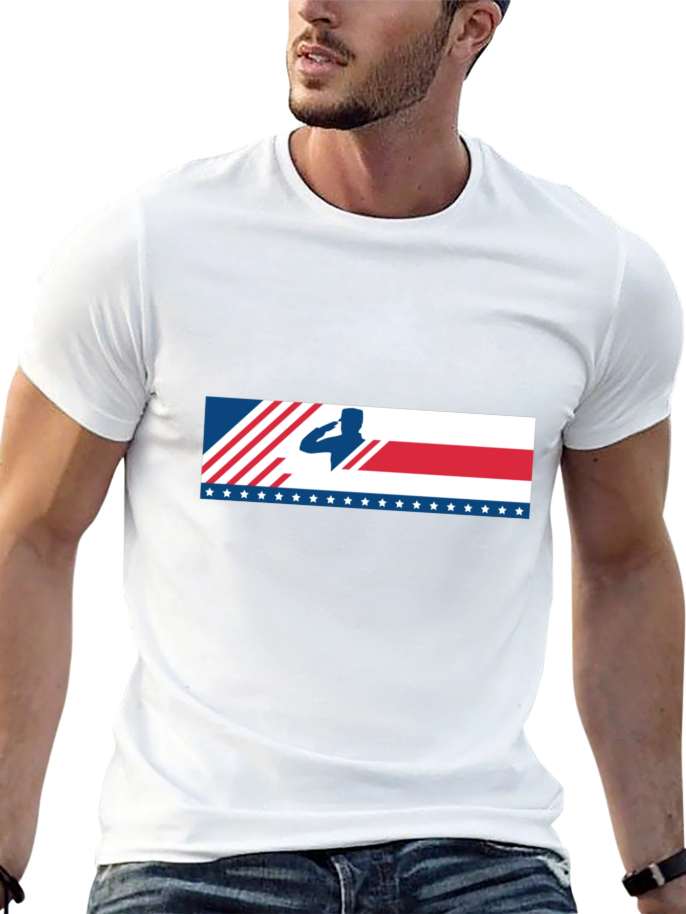 Salute American Flag Graphic T-Shirt Patriotic Tee
