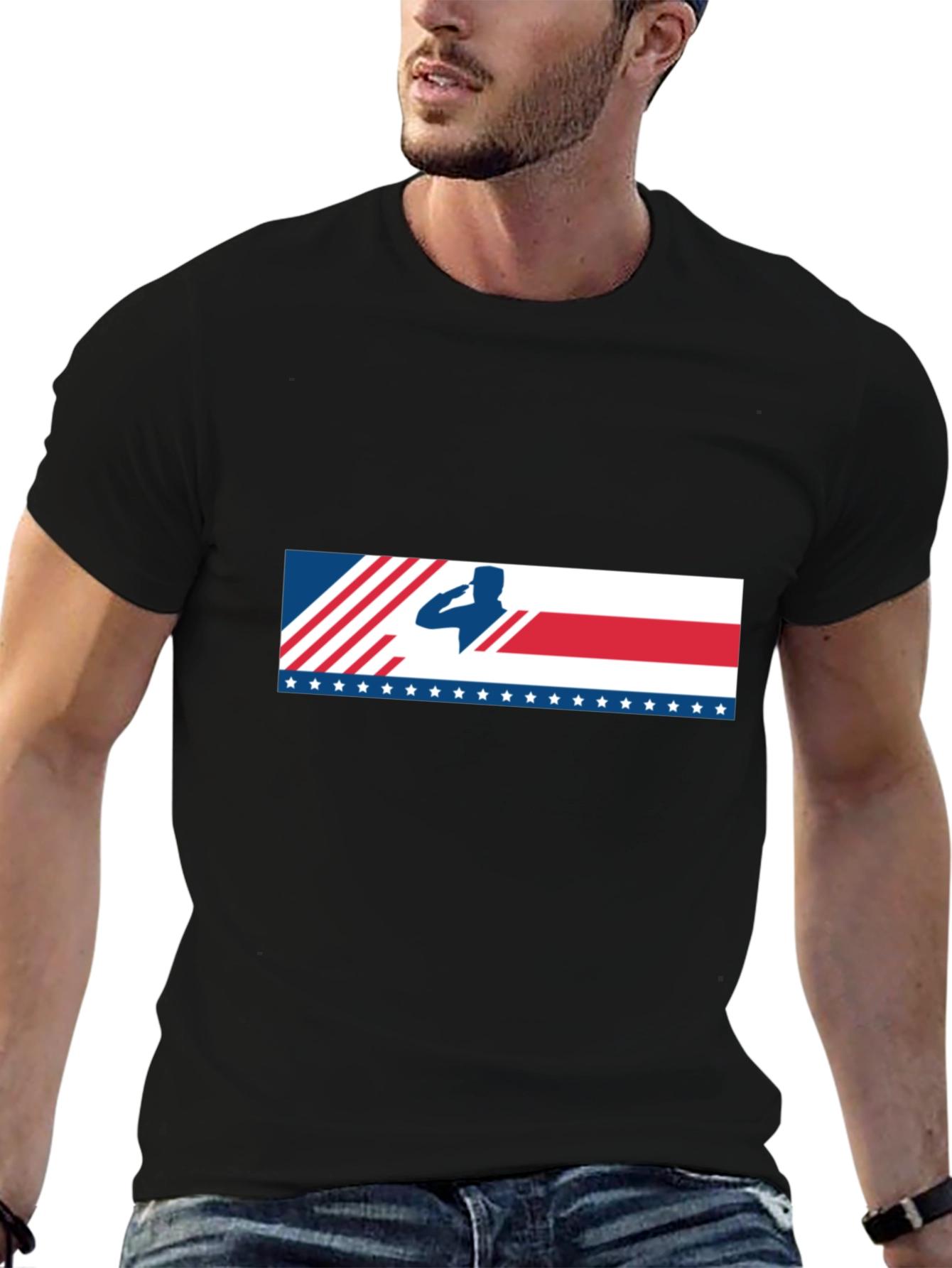 Salute American Flag Graphic T-Shirt Patriotic Tee