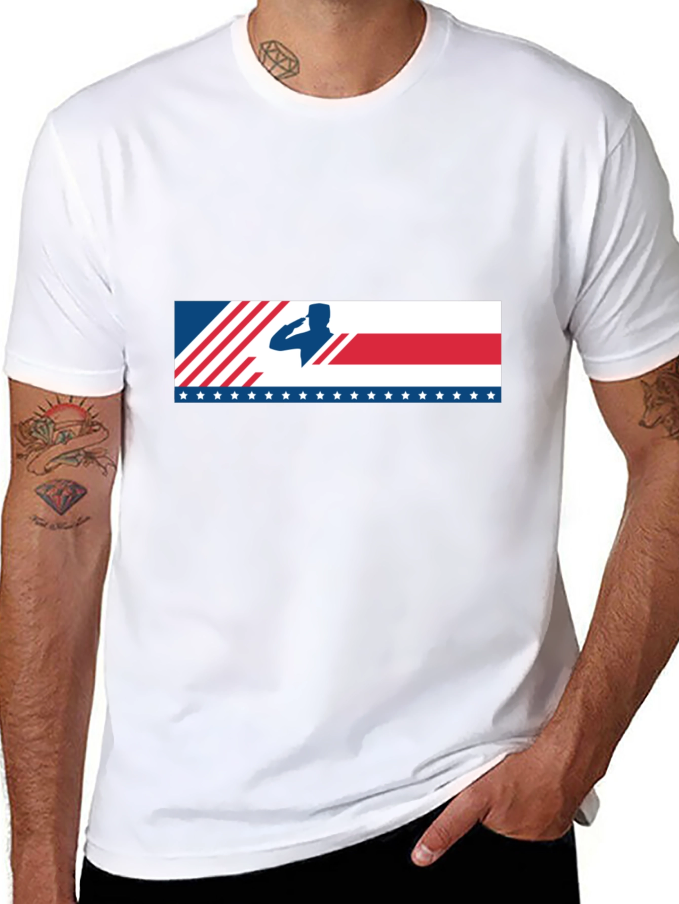 Salute American Flag Graphic T-Shirt Patriotic Tee
