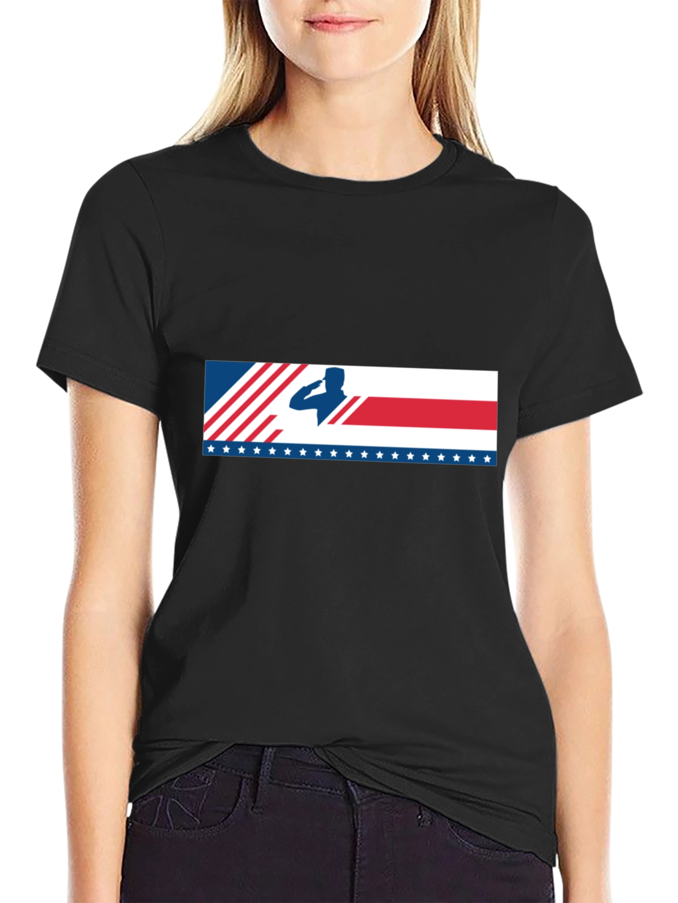 Salute American Flag Graphic T-Shirt Patriotic Tee