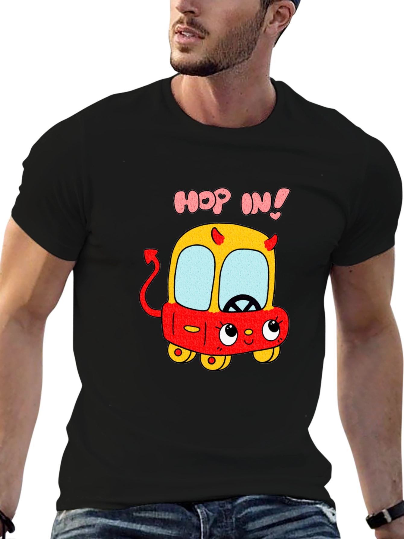 Funny Cartoon Devil Car T-Shirt - Hop In!