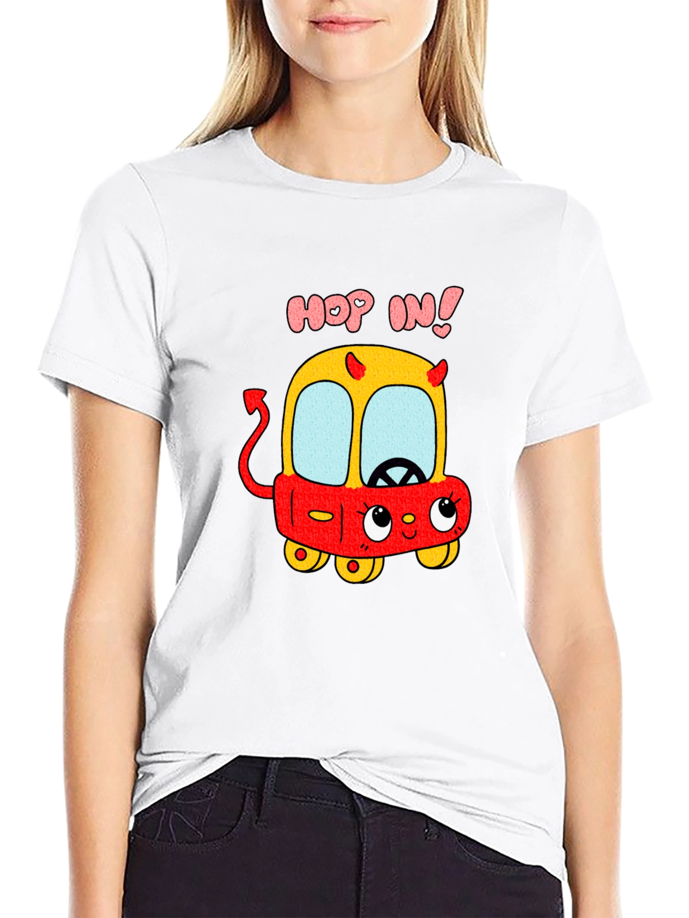 Funny Cartoon Devil Car T-Shirt - Hop In!