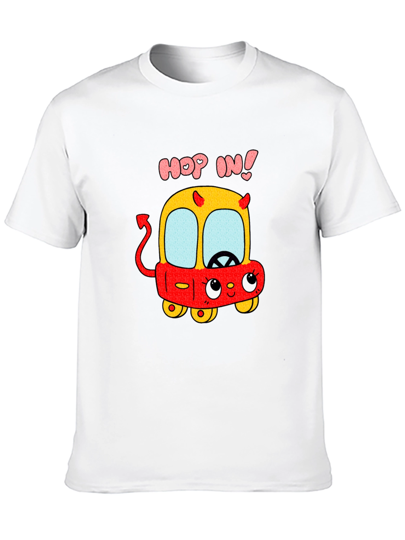 Funny Cartoon Devil Car T-Shirt - Hop In!