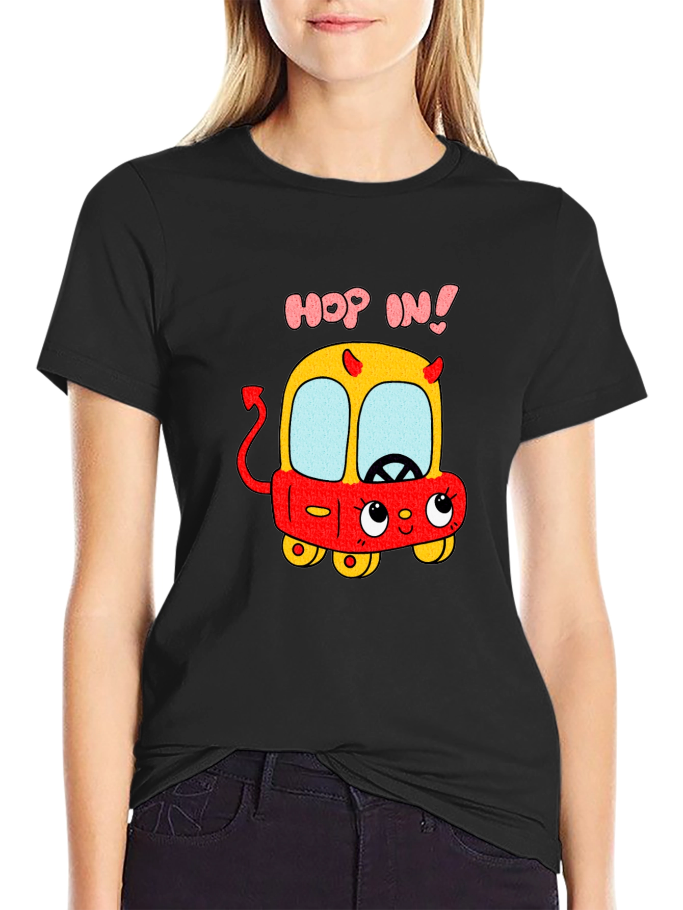 Funny Cartoon Devil Car T-Shirt - Hop In!