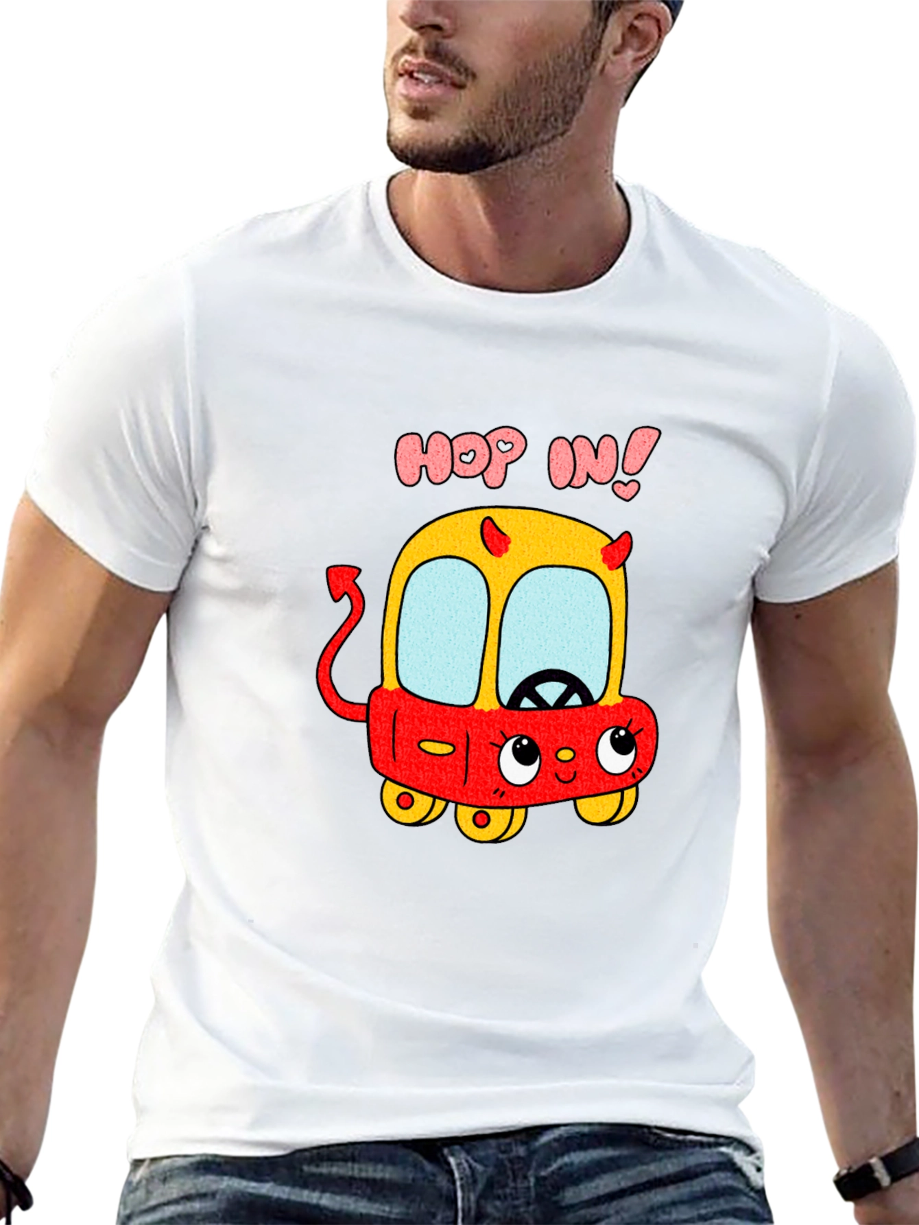 Funny Cartoon Devil Car T-Shirt - Hop In!