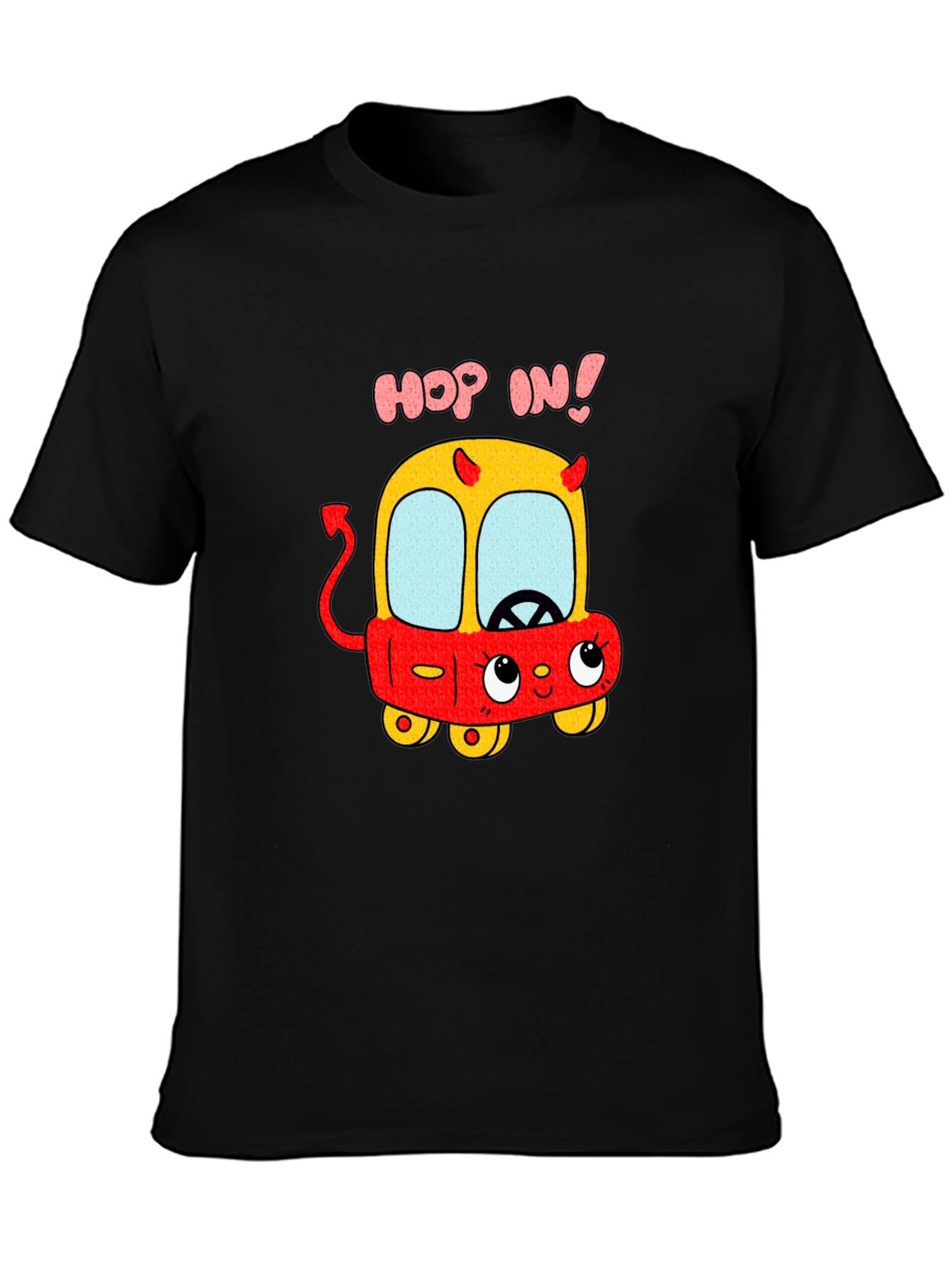 Funny Cartoon Devil Car T-Shirt - Hop In!