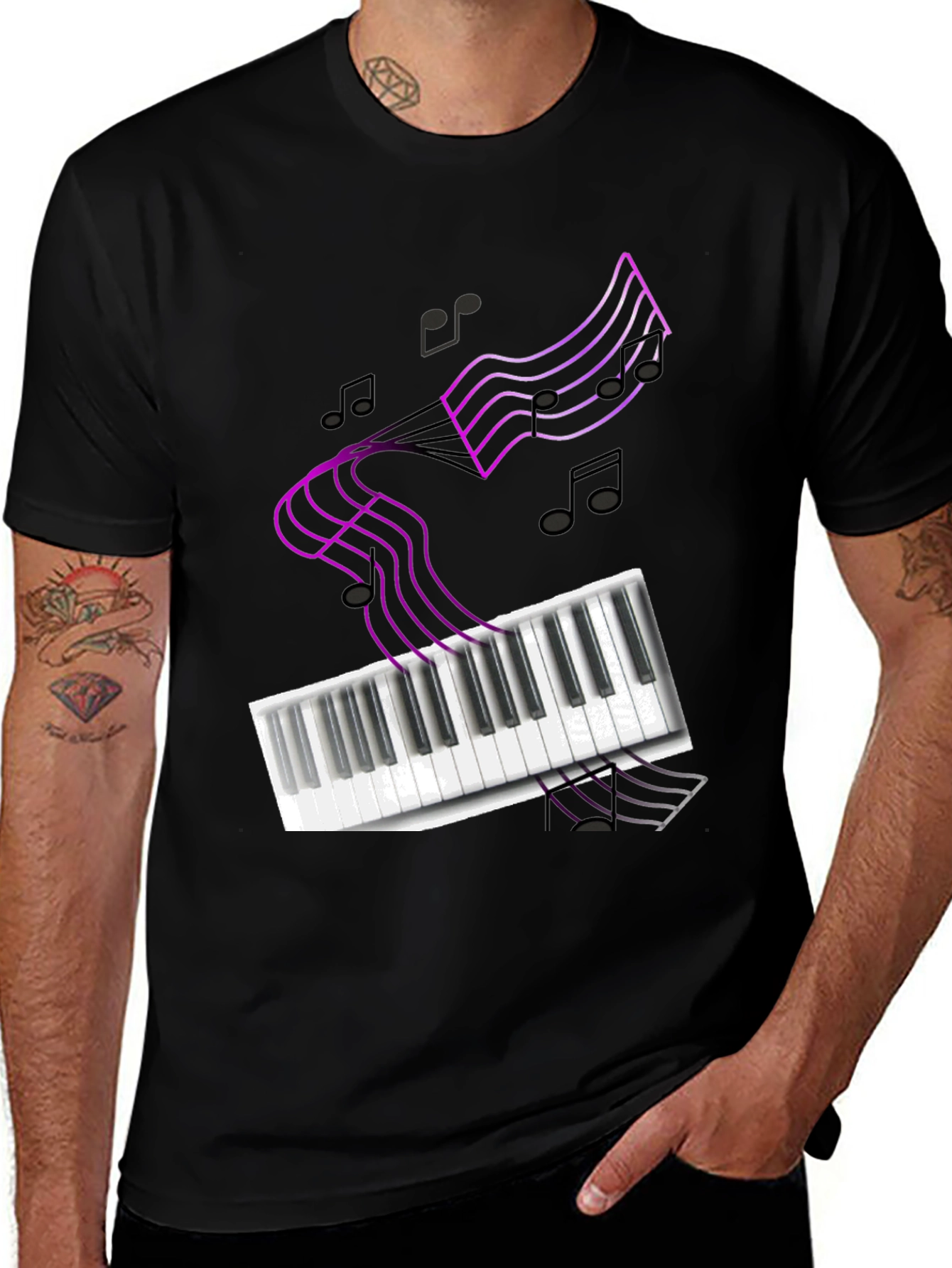 Musical T-Shirt: Piano Keys & Notes
